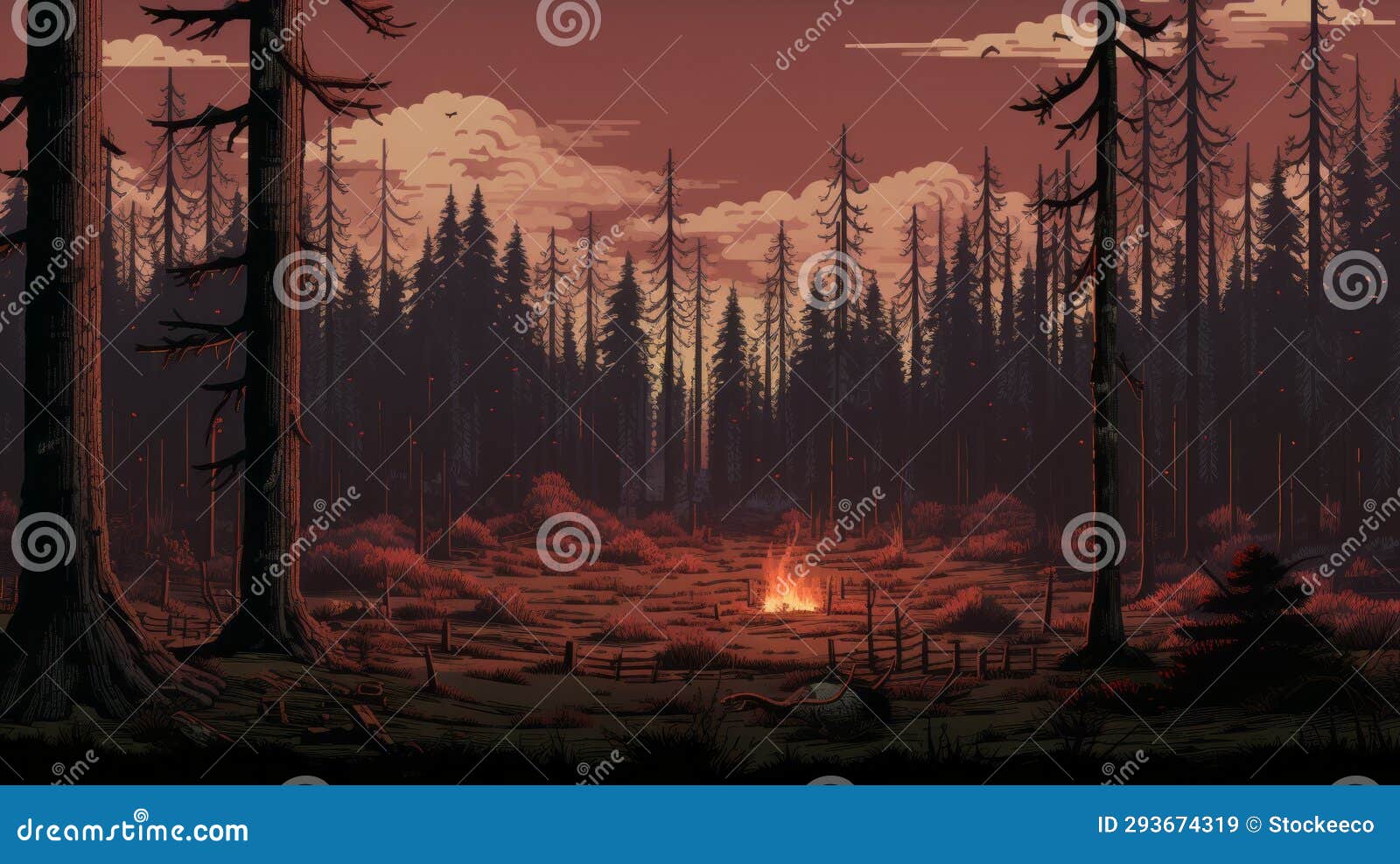 retrovirus 8-bit cedar forest firehouse: pixel art wallpaper