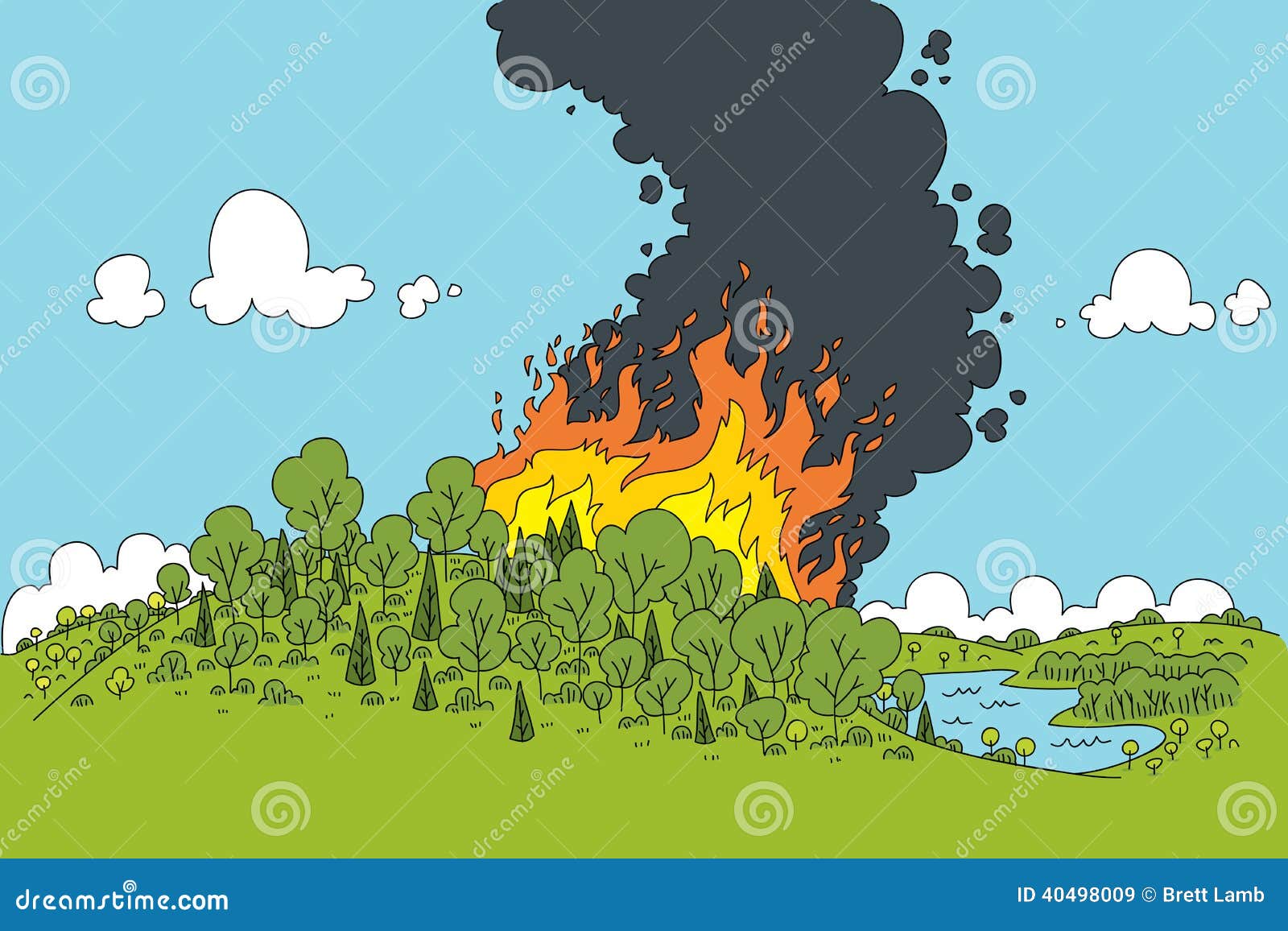 Forest Fire stock vector. Illustration of landscape, cartoon - 40498009 Forest Fire stock vector. Illustration of landscape, cartoon - 40498009