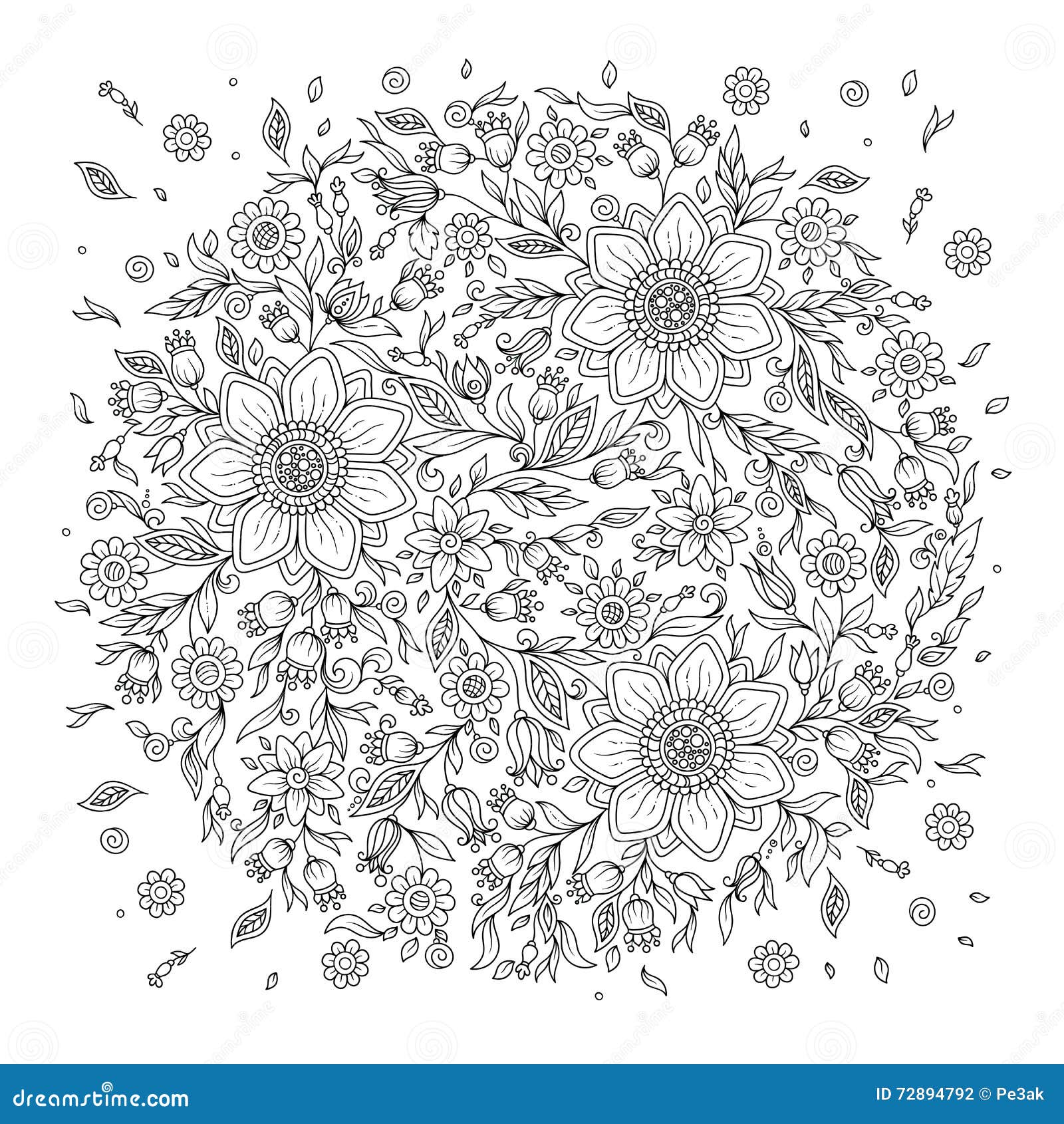Forest Flowers. Vector Coloring Book Pages. Stock Illustration ...