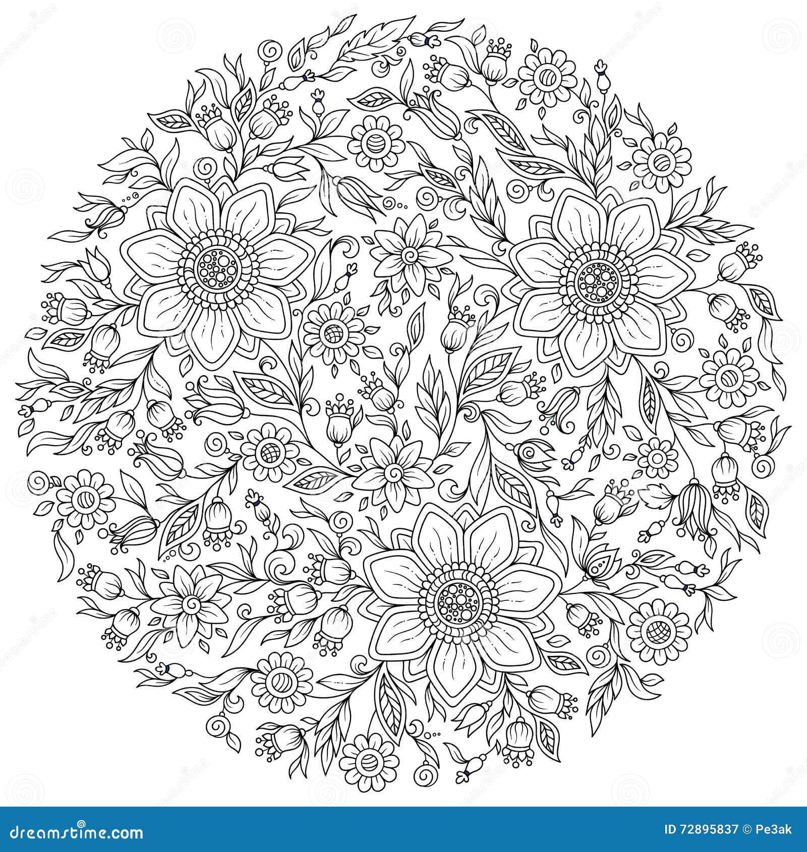 Forest Flowers. Vector Coloring Book Pages. Stock Illustration ...