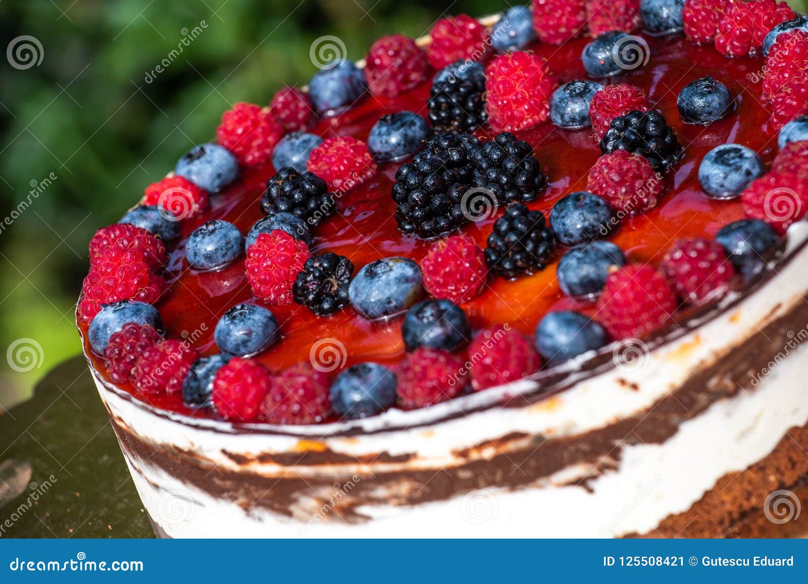 Forest Fruit Moos Cake with Blackberry , Blueberry and Raspberry Stock ...