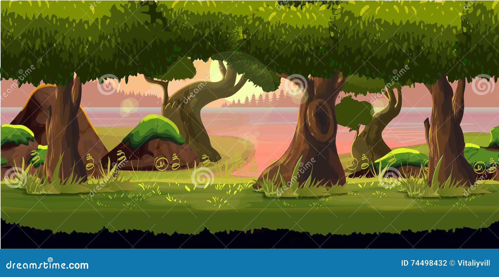 Forest Game Background 2D Application. Vector Design. Illustration 74498432  - Megapixl