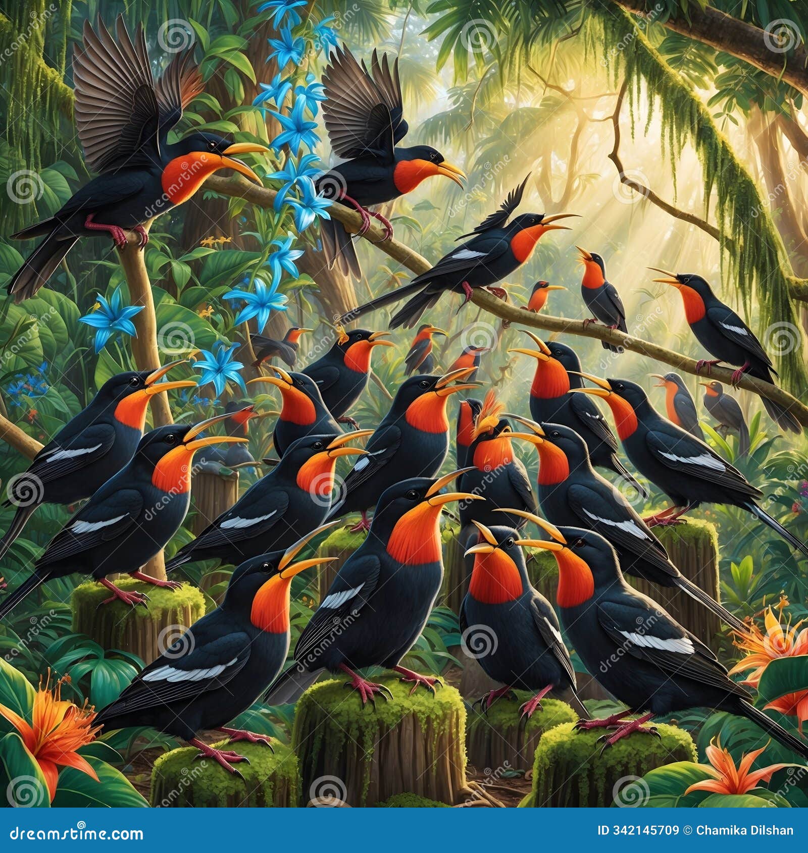 forest harmony: ÃÂ»akohekohe interactions amidst lush foliage