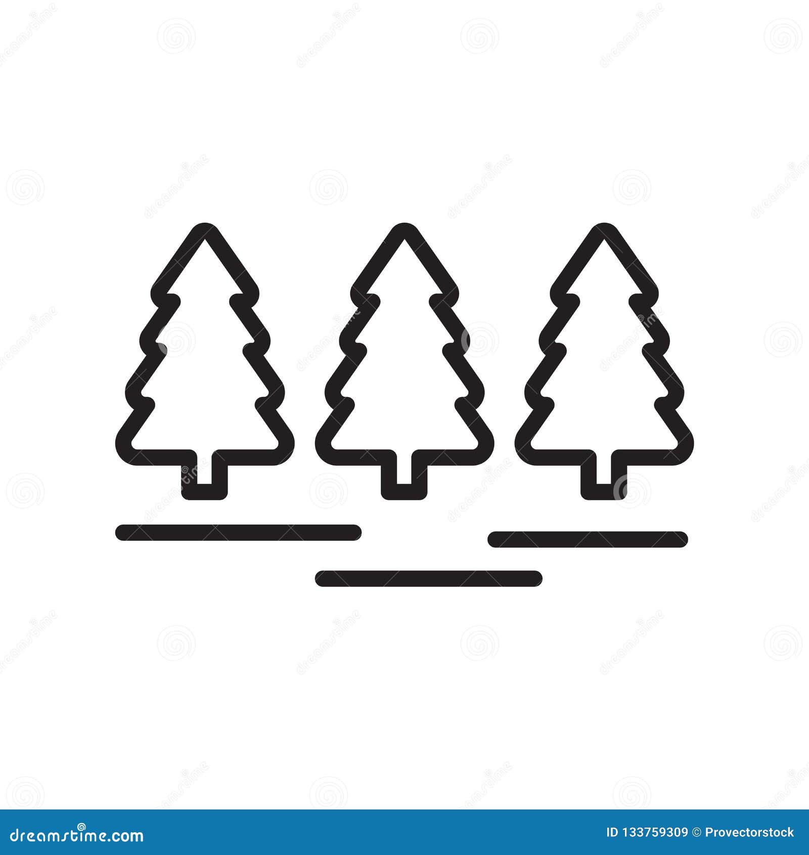 forest icon  sign and   on white background, forest logo concept , outline , linear sign , outline
