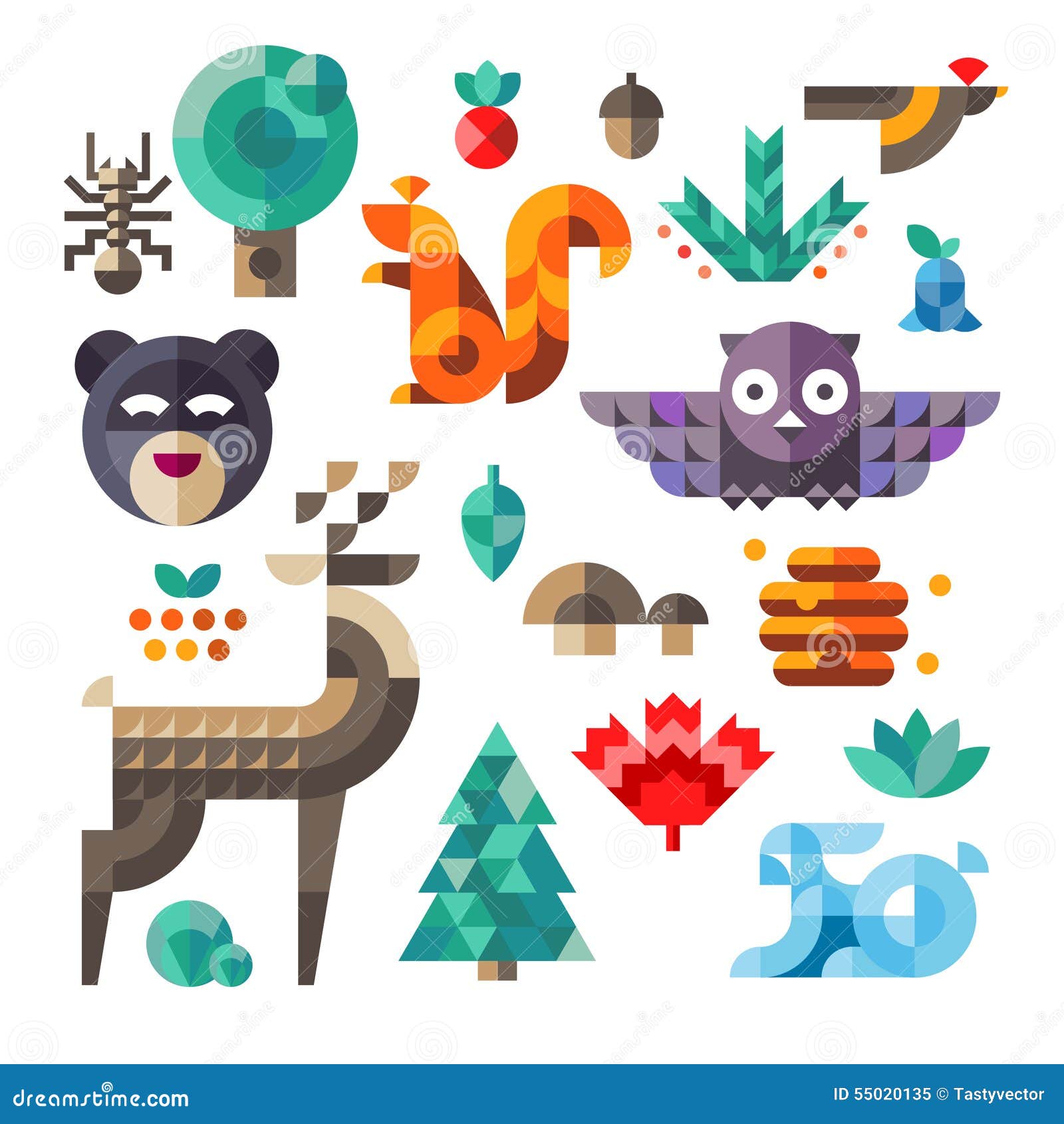forest icons, geometric proportions