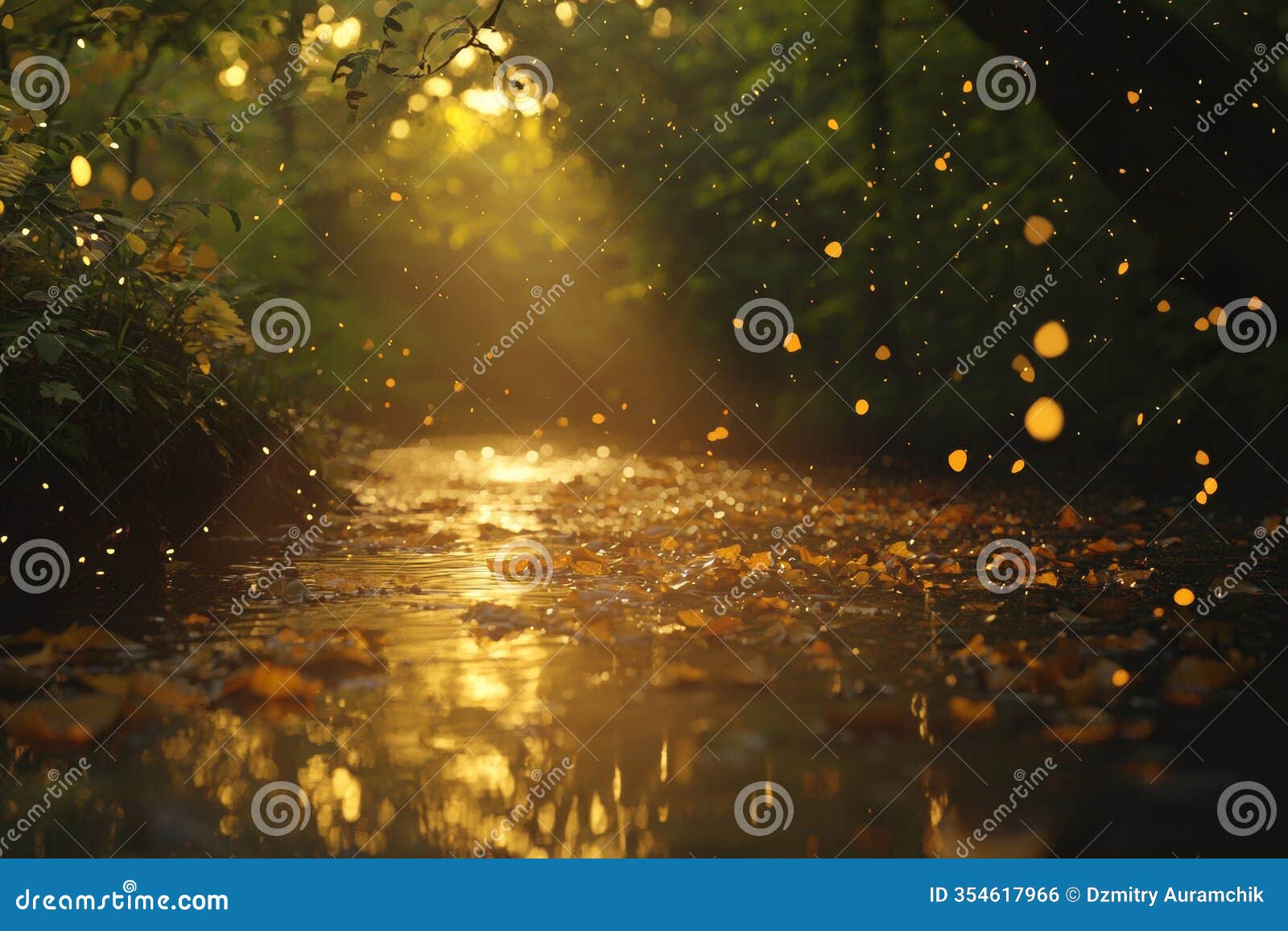 in the forest, a magical moment is when sunlight streams through the trees, illuminating the fog and creating a
