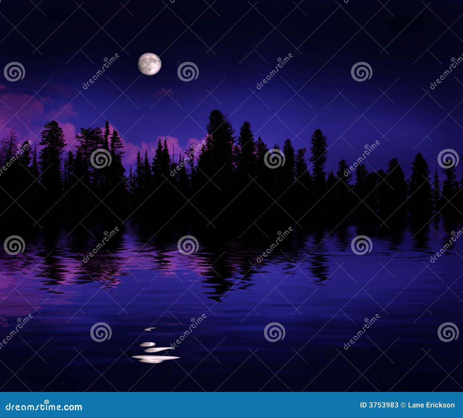 forest moonrise reflection