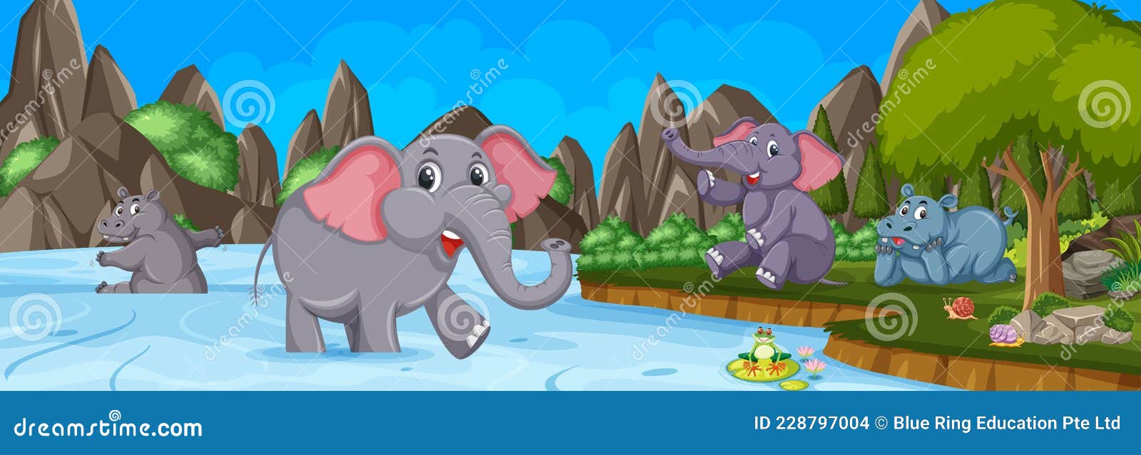 Forest Panorama at Daytime Scene with Many Elephants Cartoon Character Stock Vector - Illustration of animal, animals: 228797004 Forest Panorama at Daytime Scene with Many Elephants Cartoon Character Stock Vector - Illustration of animal, animals: 228797004