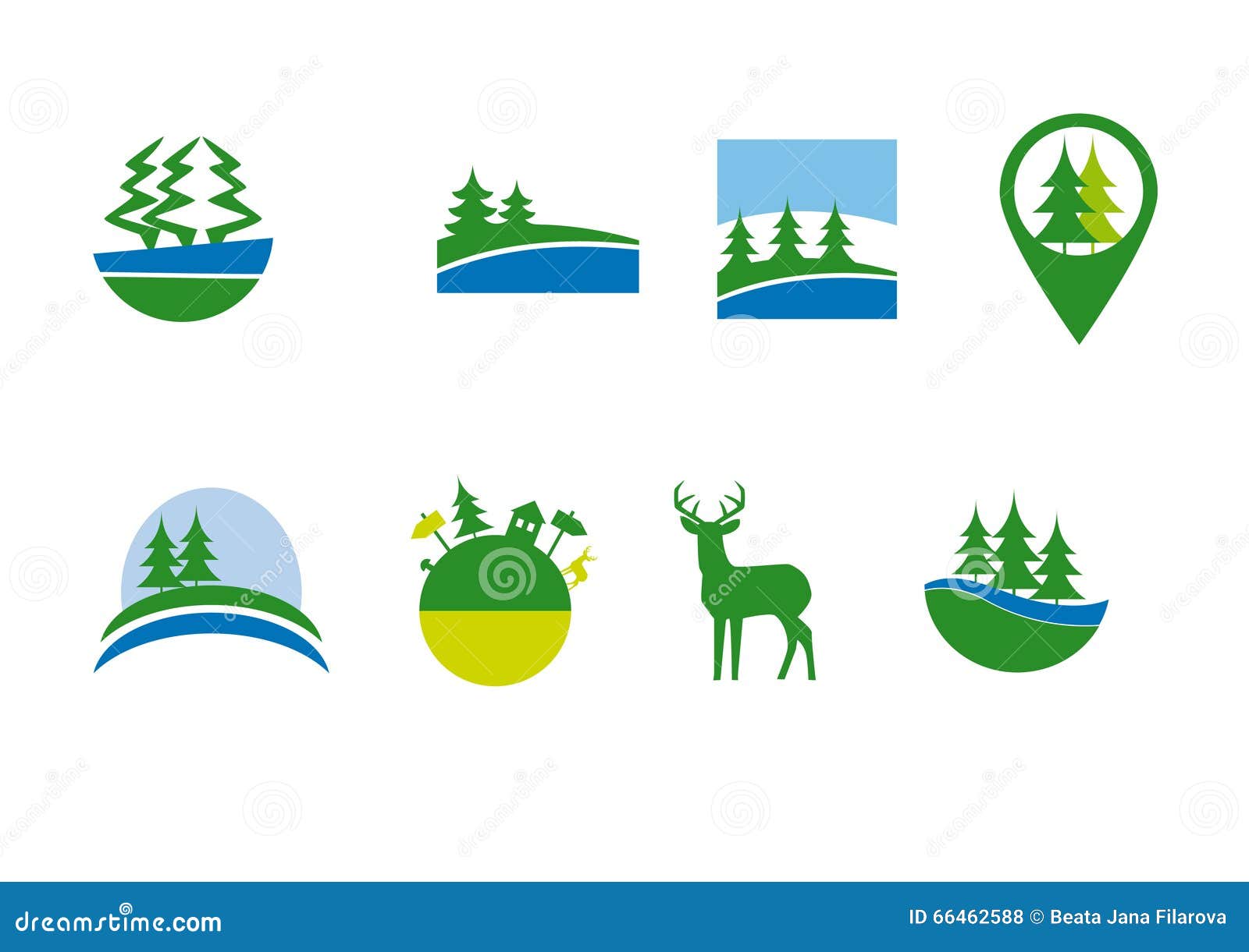 Forest set of icons stock vector. Illustration of peaceful - 66462588