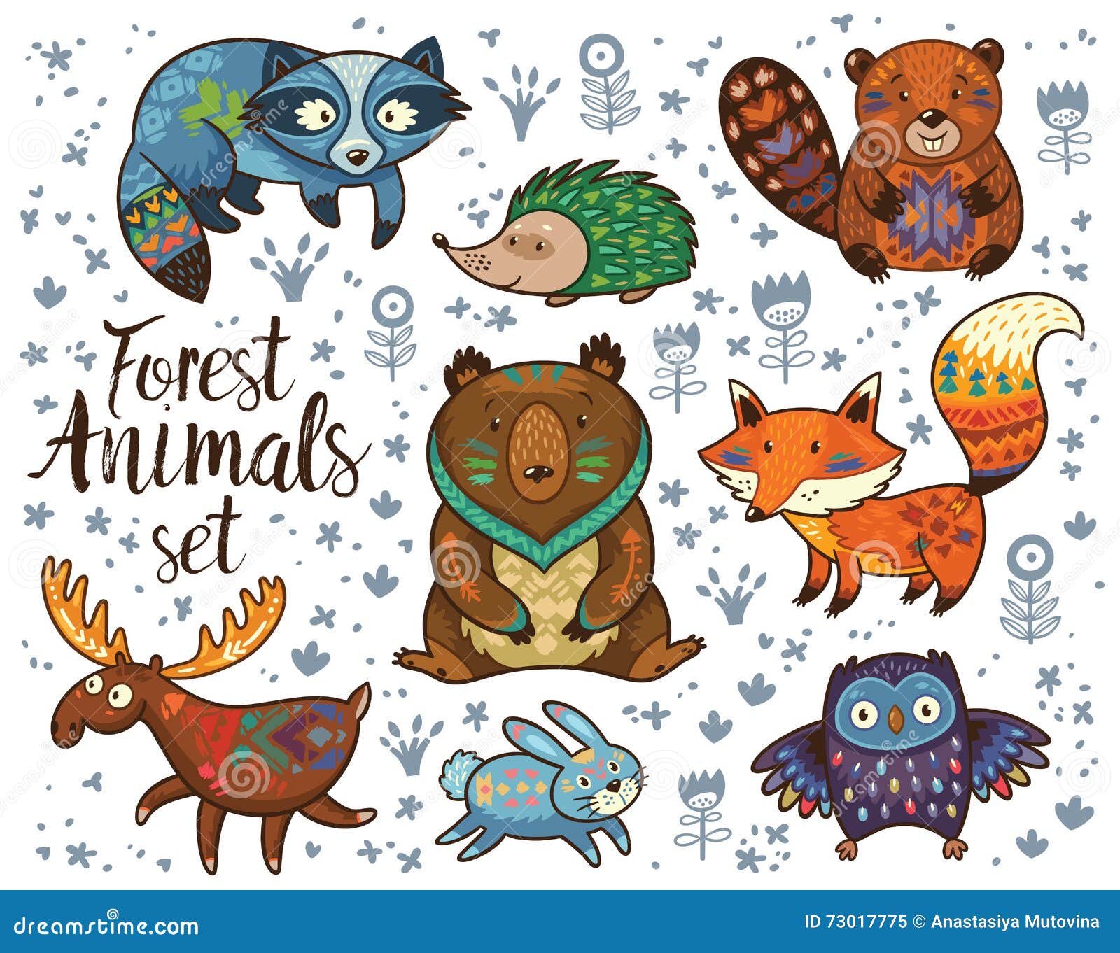 Download Forest Tribal Animals Vector Set Stock Vector - Illustration of indian, isolated: 73017775