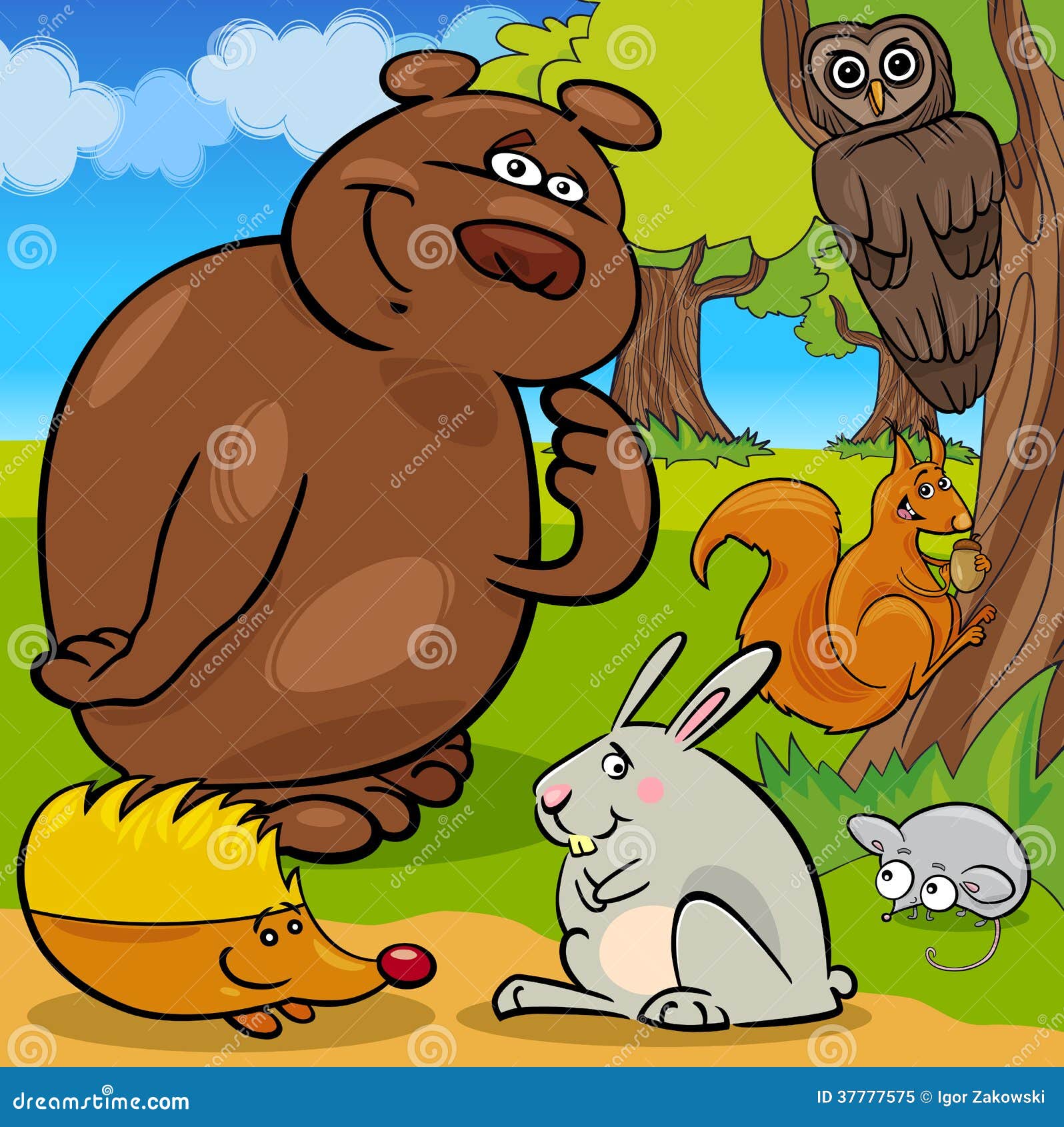 Forest Wild Animals Cartoon Group Illustration 37777575 - Megapixl