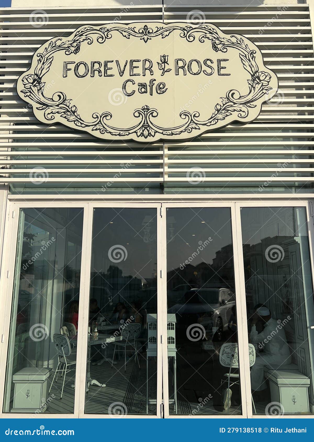 Forever Rose Cafe at BoxPark in Dubai, UAE Editorial Stock Photo