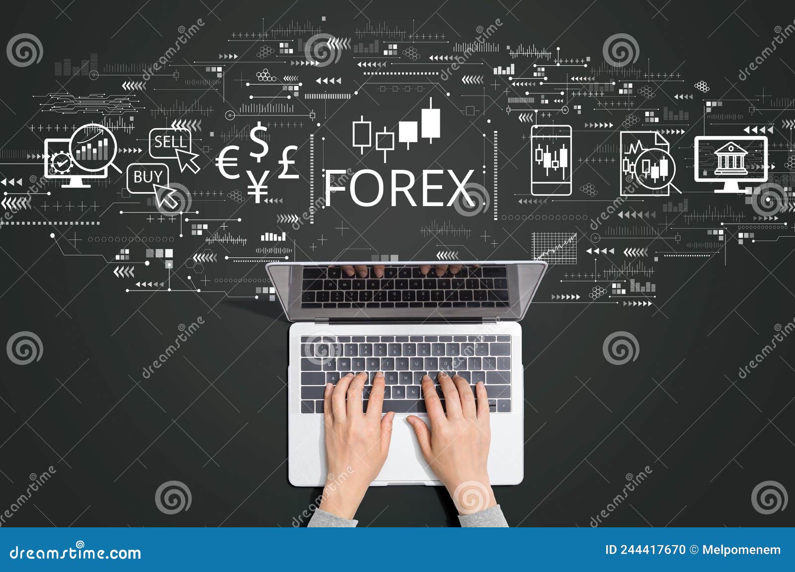 Forex Trading Concept with Person Using Laptop Editorial Image Image