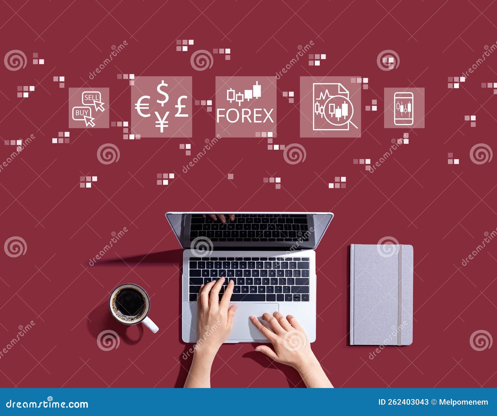 Forex Trading Concept with Person Using a Laptop Stock Image Image of