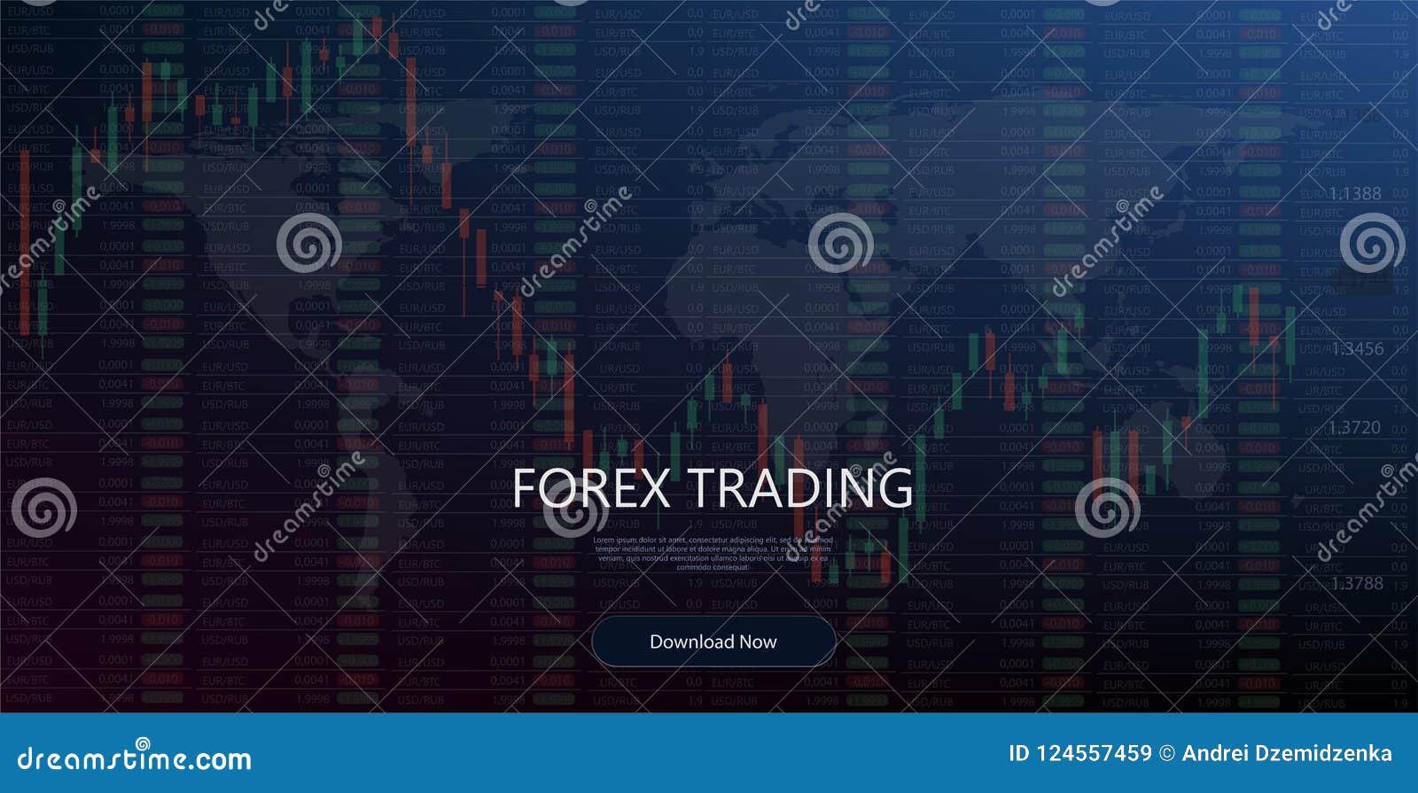 Forex Trading Indicators Vector Illustration On Blue Background - 