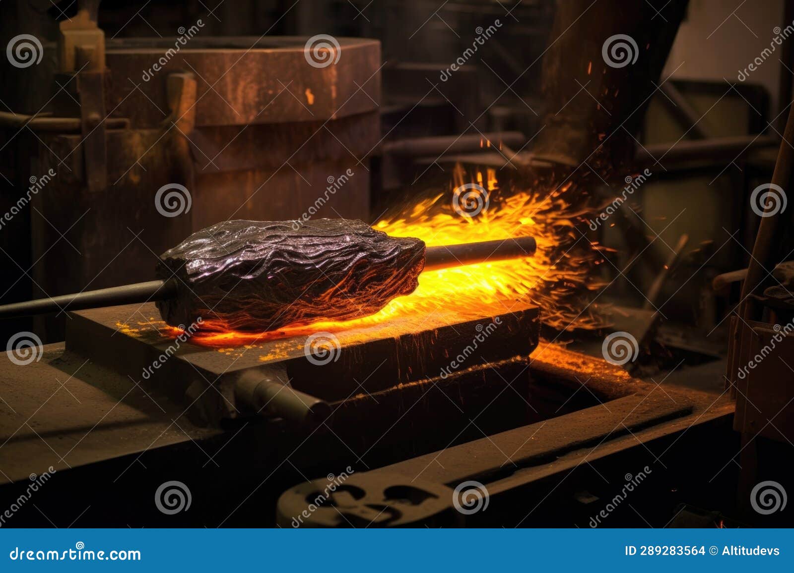 with Damascus Steel in the Making Process Stock Photo Image of