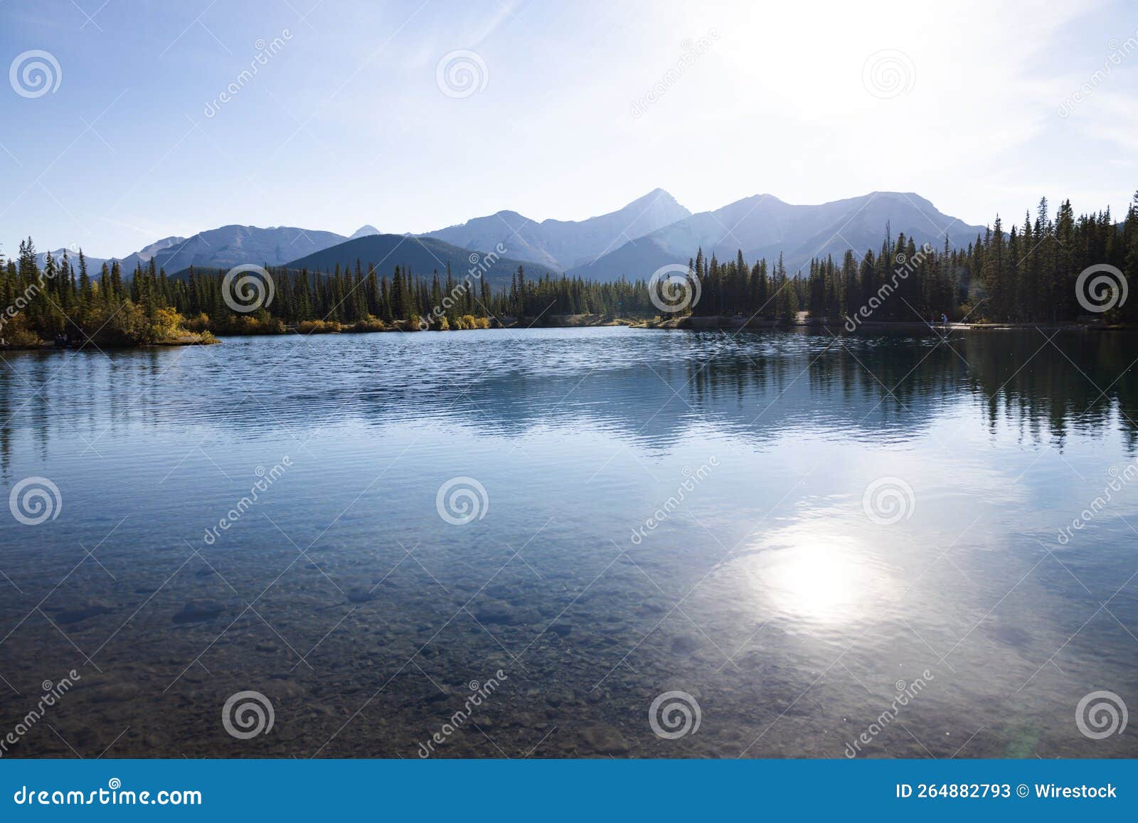 Pond with Mountains in the Background in Alberta, Canada Stock Image Image of