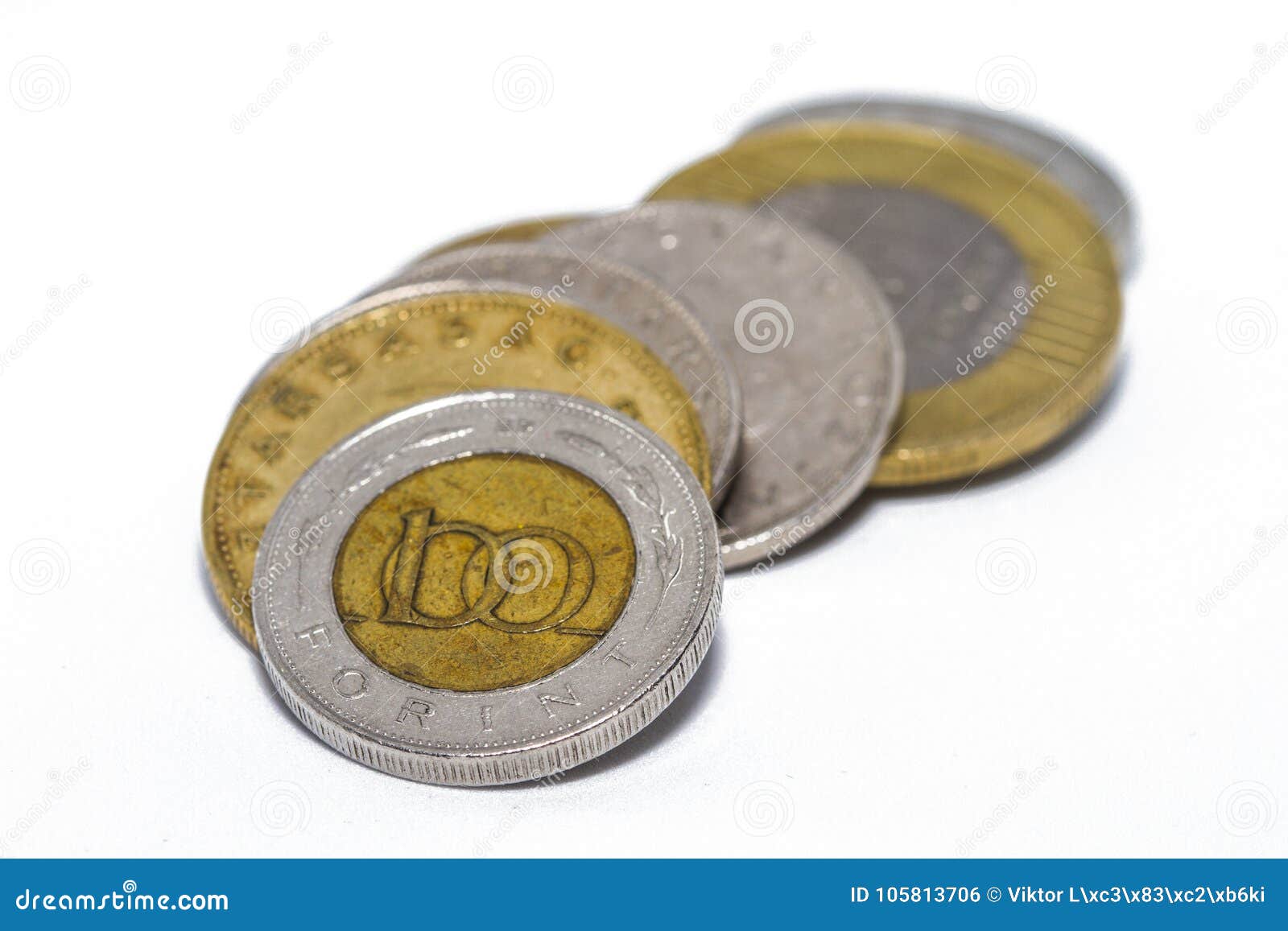 The Forint Sign: Ft; Code: HUF is the Currency of Hungary. Coins on  Isolated White Background. Stock Photo - Image of bank, money: 105813706