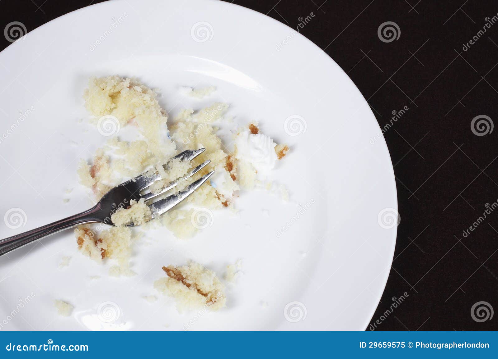 fork and cake crumbs on plate