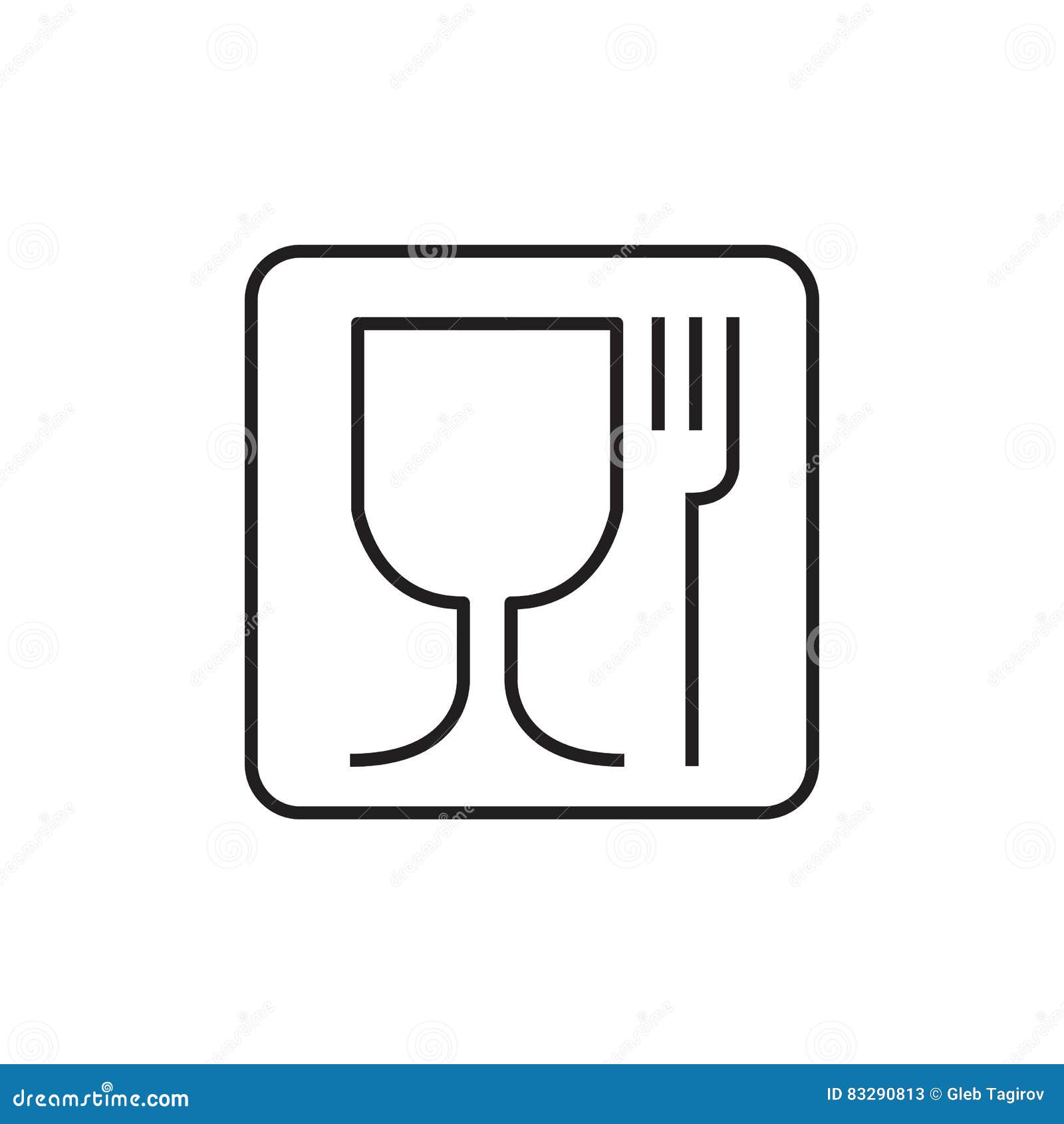 Fork and Glass Simple Black Sign. Stock Vector Illustration of food