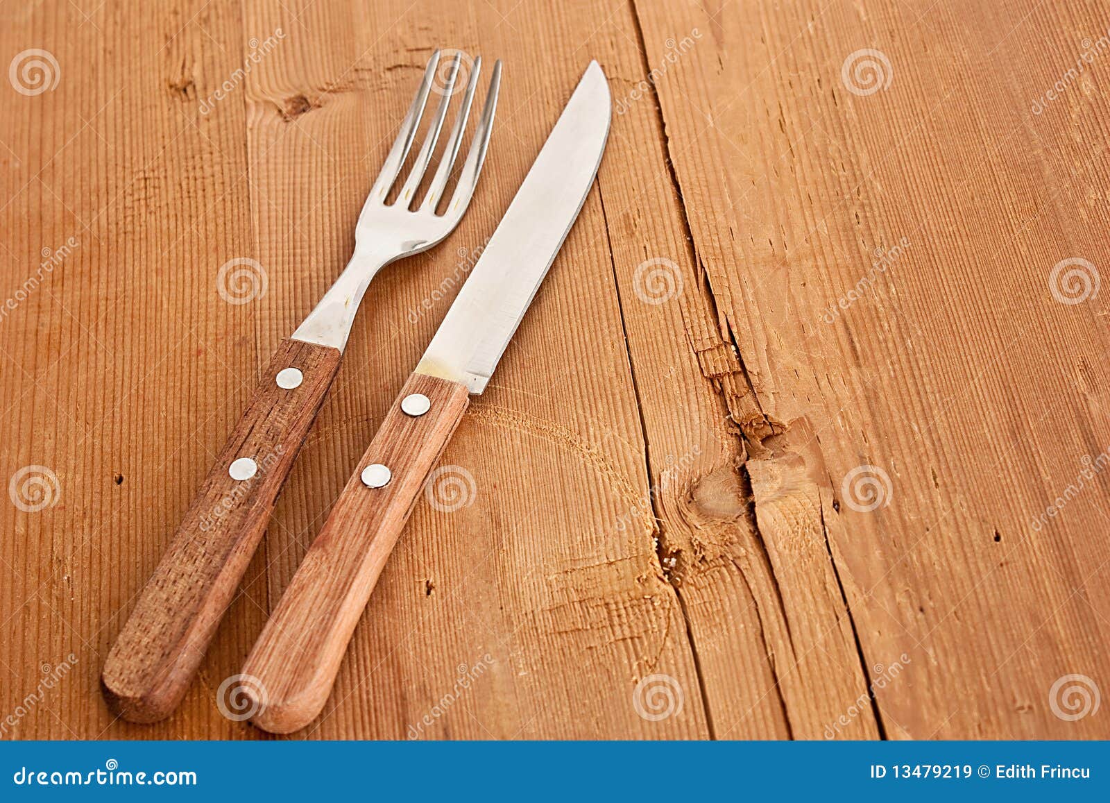 Fork and knife stock image. Image of wooden, cuisine 13479219