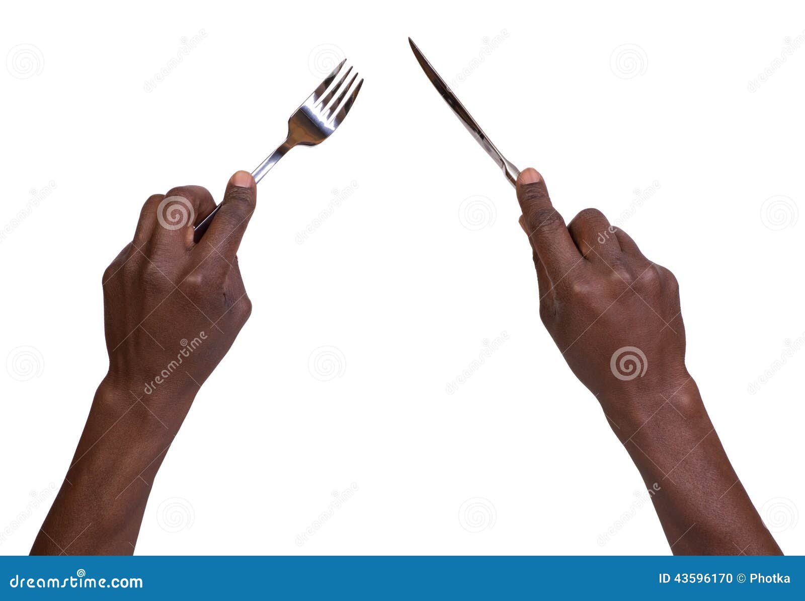 Fork and Knife Being Held by Mans Hands Stock Photo Image of metal