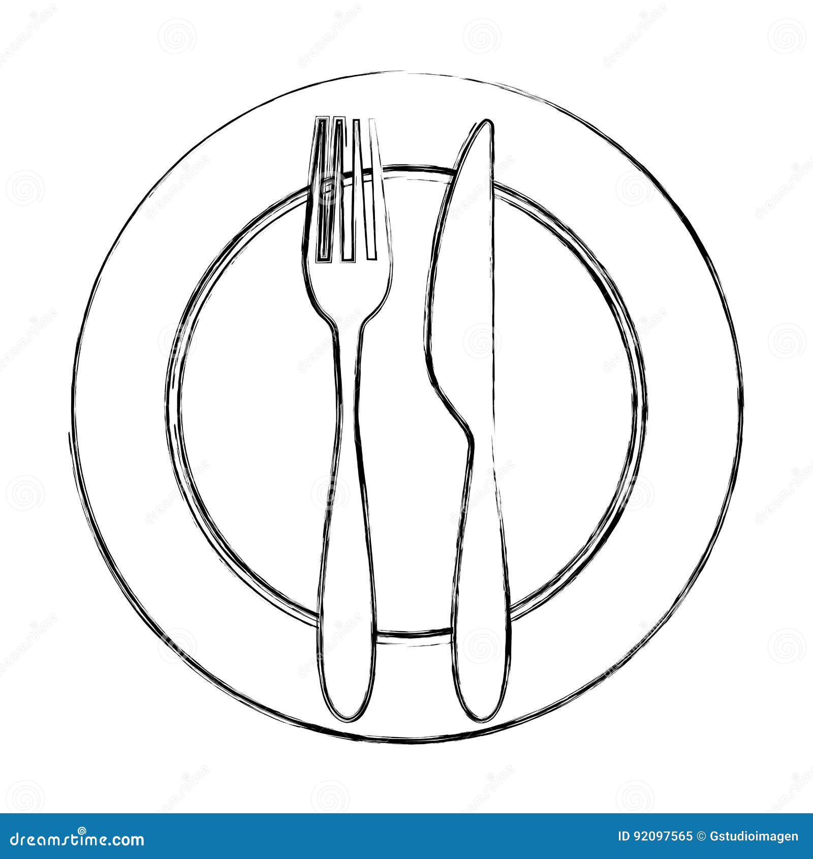 Fork and knife with dish cutlery vector illustration design