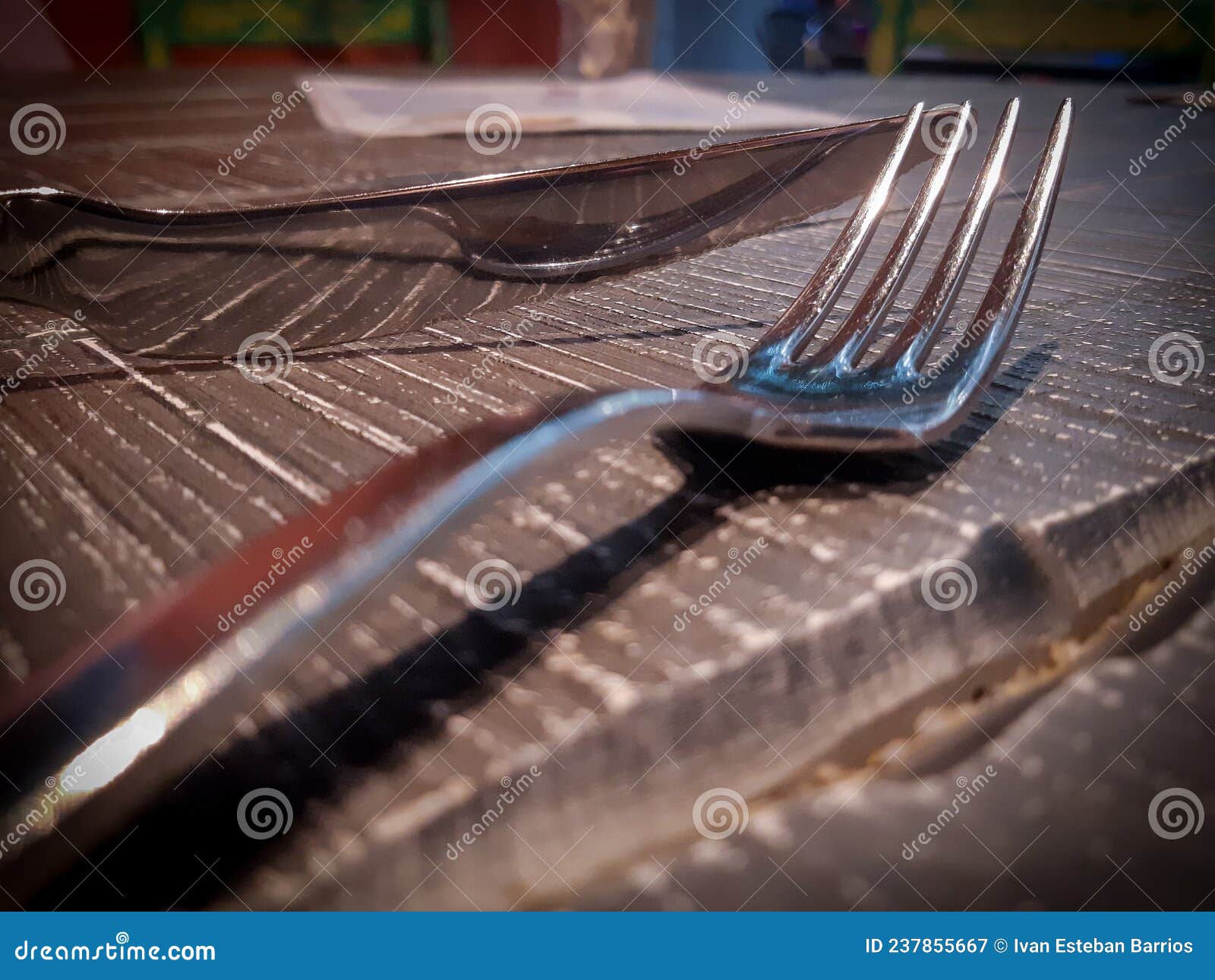Fork and Knife on a Restaurant Table Stock Image Image of metal, dining 237855667