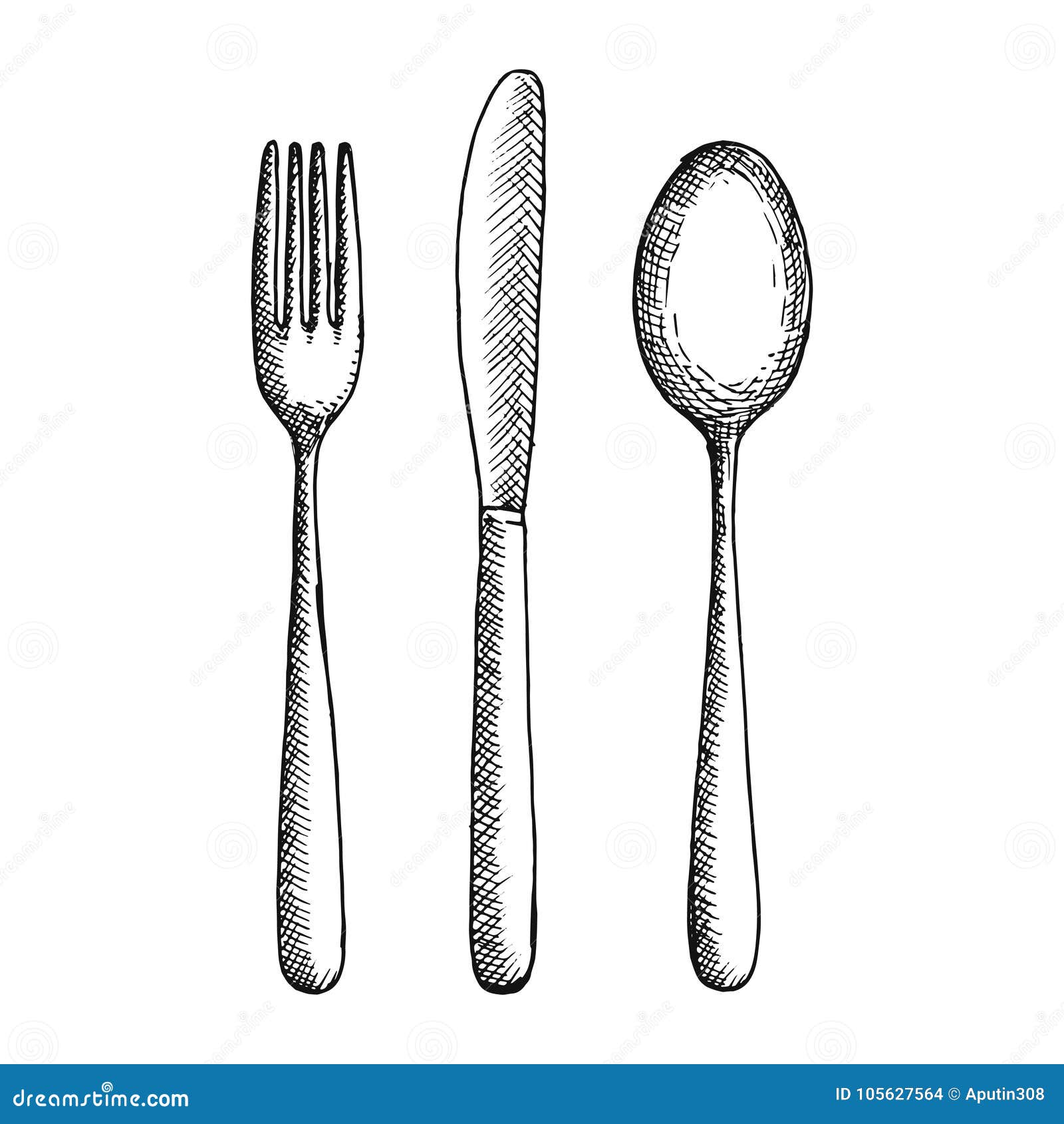 Fork Knife and Spoon Cutlery Vector Sketch Hand Drawing Isolated Stock  Vector  Illustration of lunch restaurant 105627564