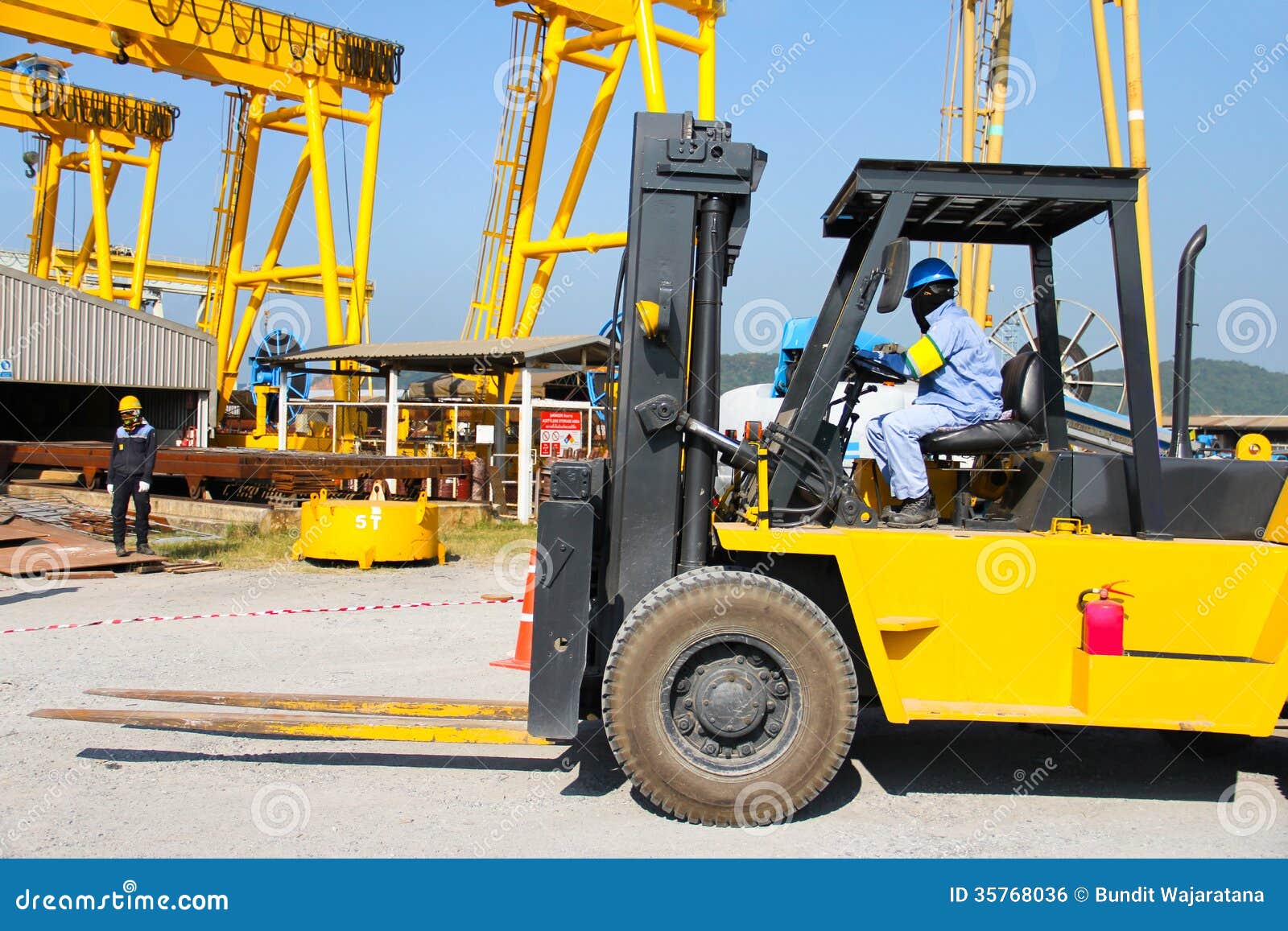 Forklift in crane work stock photo. Image of equipment 35768036