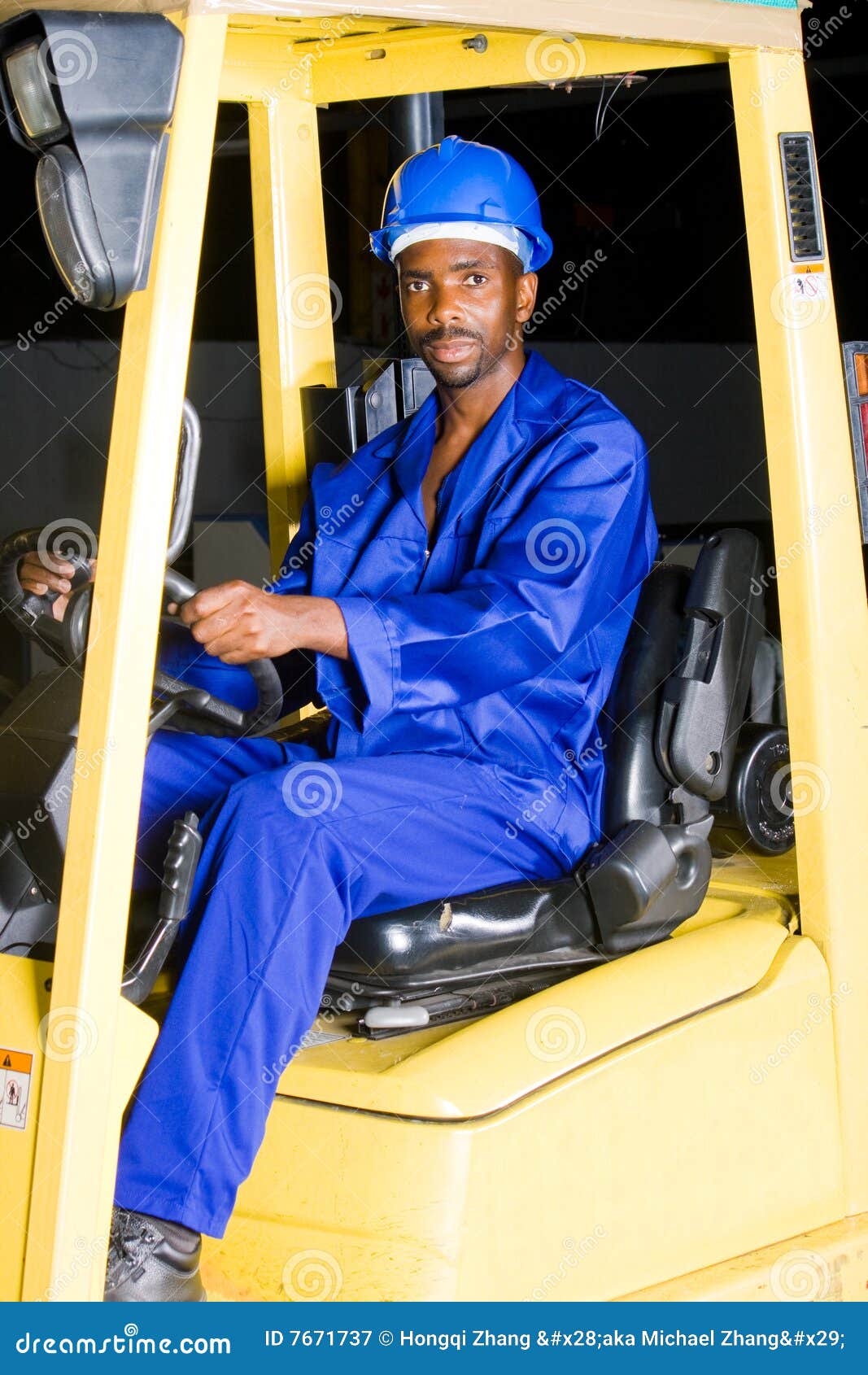 Forklift driver stock image. Image of black, male, cargo 7671737