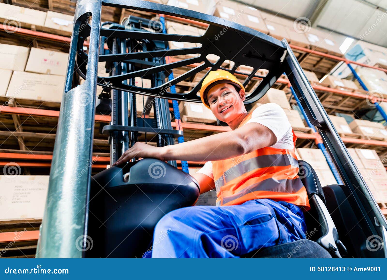 Forklift Driver in Industrial Logistics Warehouse Stock Image Image