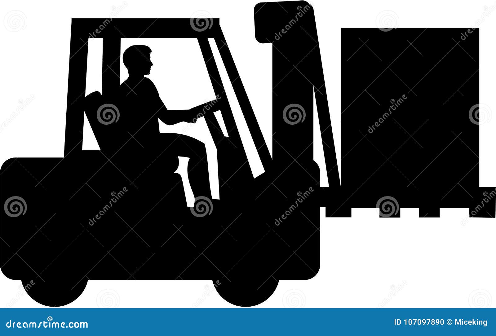 Forklift with Driver Silhouette Stock Vector Illustration of
