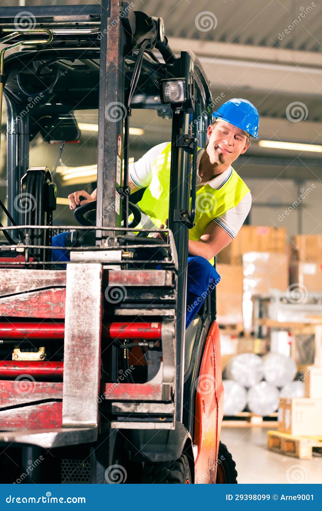 Forklift Driver at Warehouse of Forwarding Stock Image Image of
