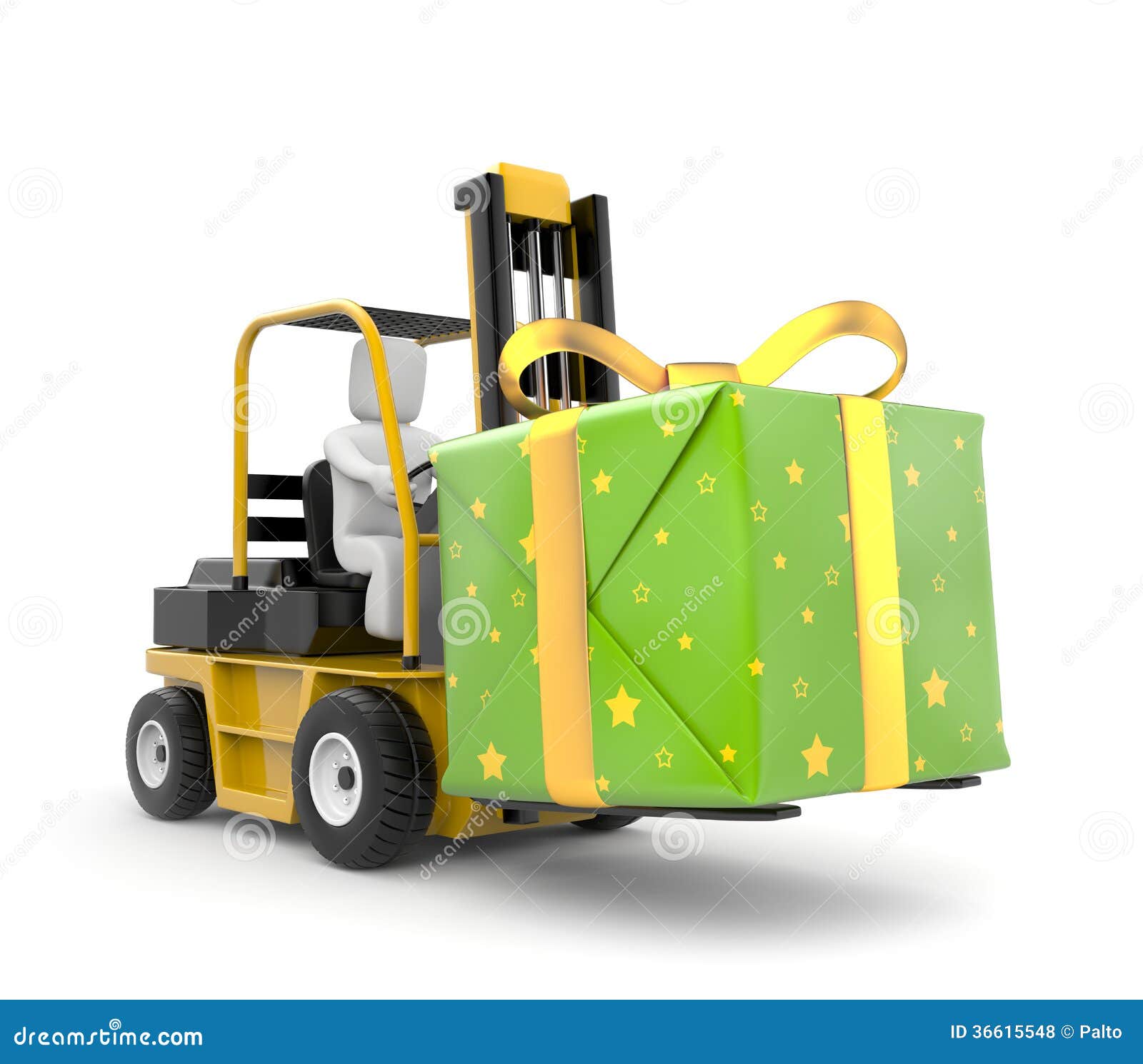 Forklift With Gift Box Stock Photography 36615548