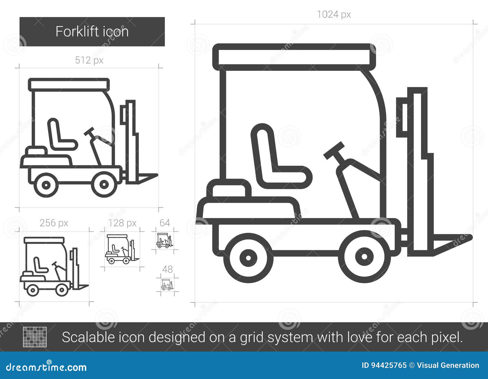 Forklift line icon. stock vector. Illustration of equipment 94425765