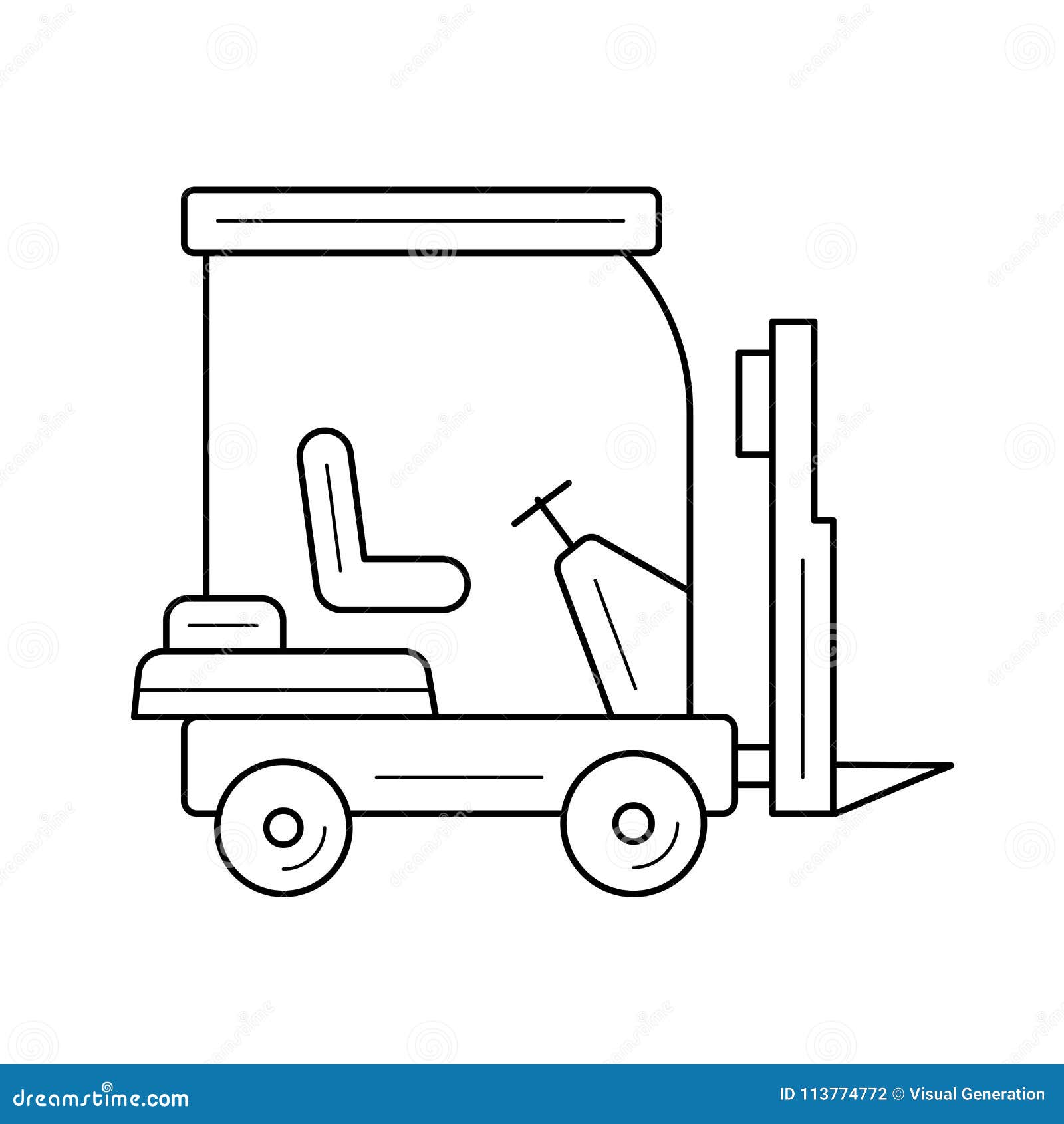 Forklift line icon. stock vector. Illustration of delivery 113774772