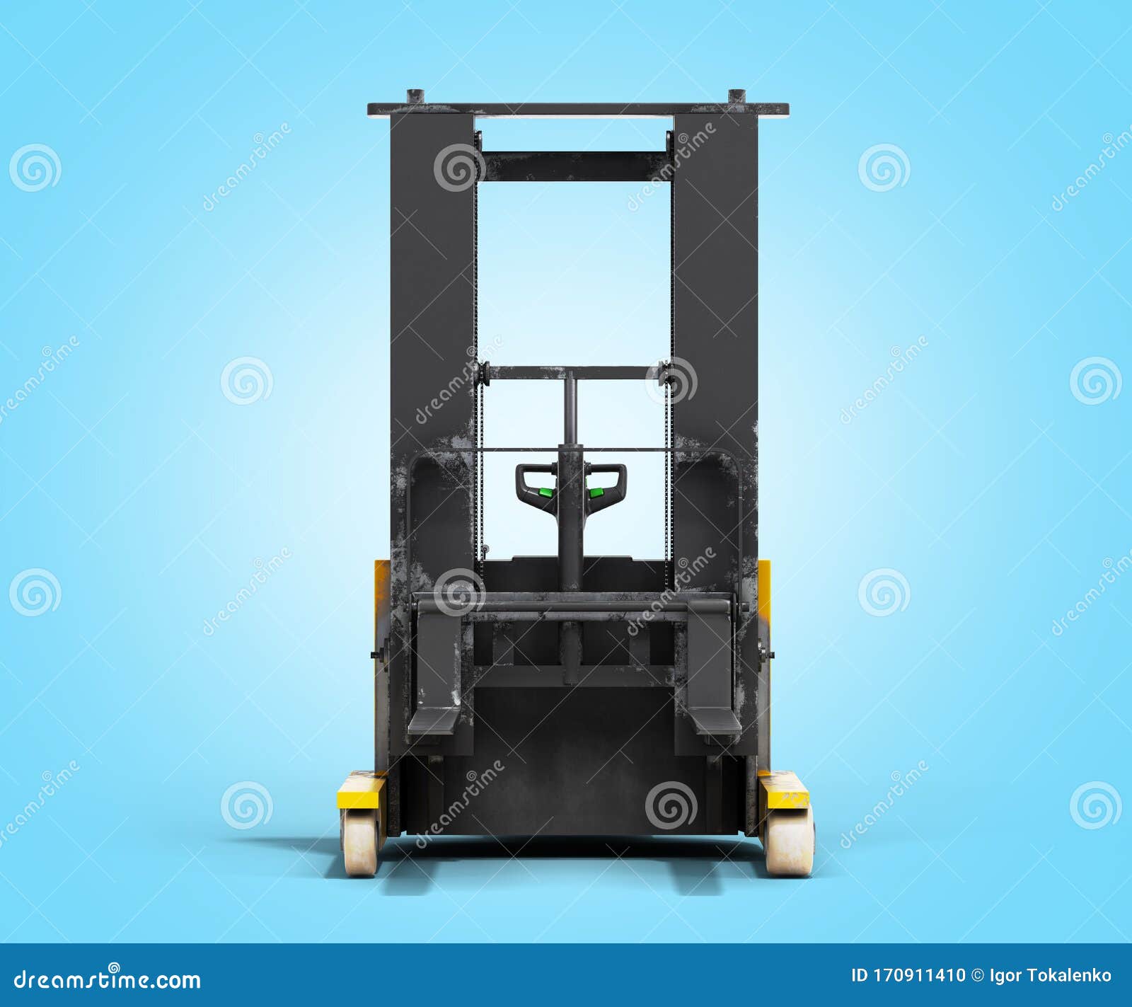 Forklift Loader 3D Render on Blue Gradient Background Stock