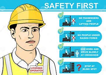 Forklift safety. stock vector. Illustration of lift, service - 86768037