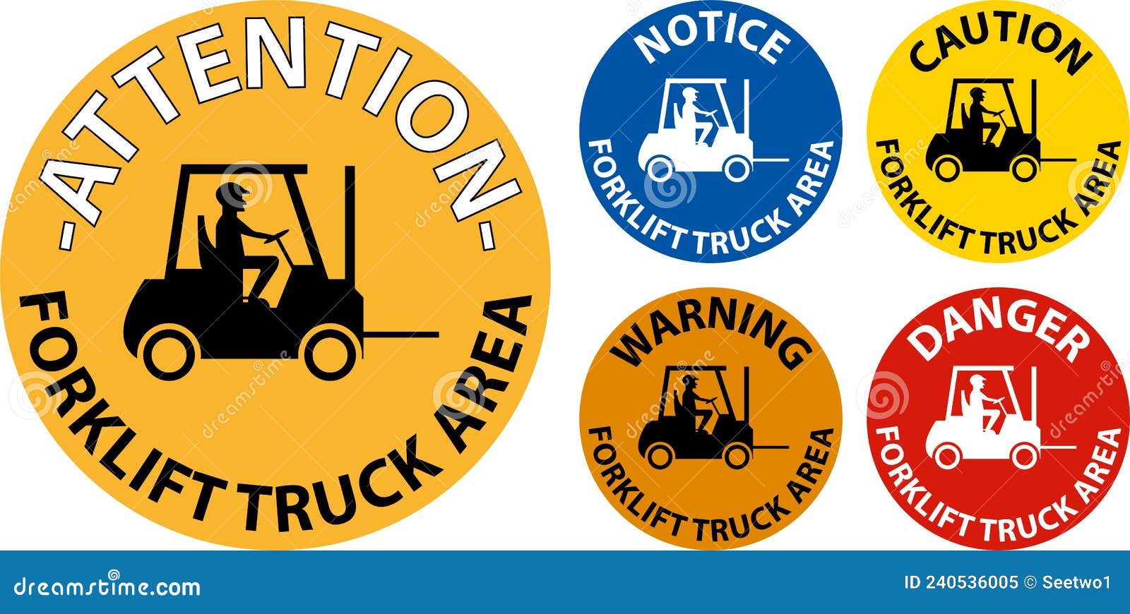 Forklift Truck Area Hazard Warning Sign Stock Vector Illustration of