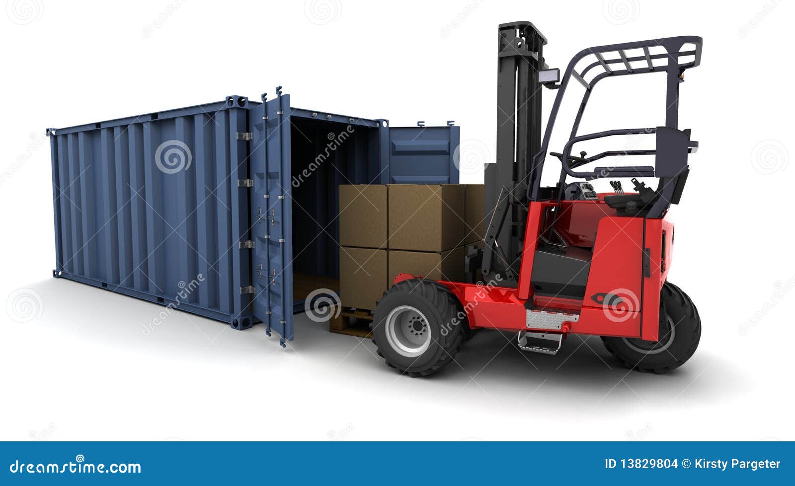 Forklift Truck Loading A Container Stock Images - Image: 13829804