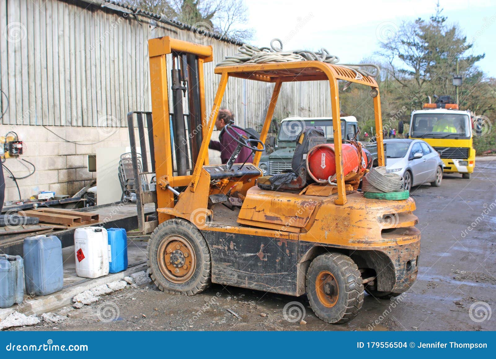 Forklift Truck In A Yard Stock Photo Image Of Vehicle 179556504