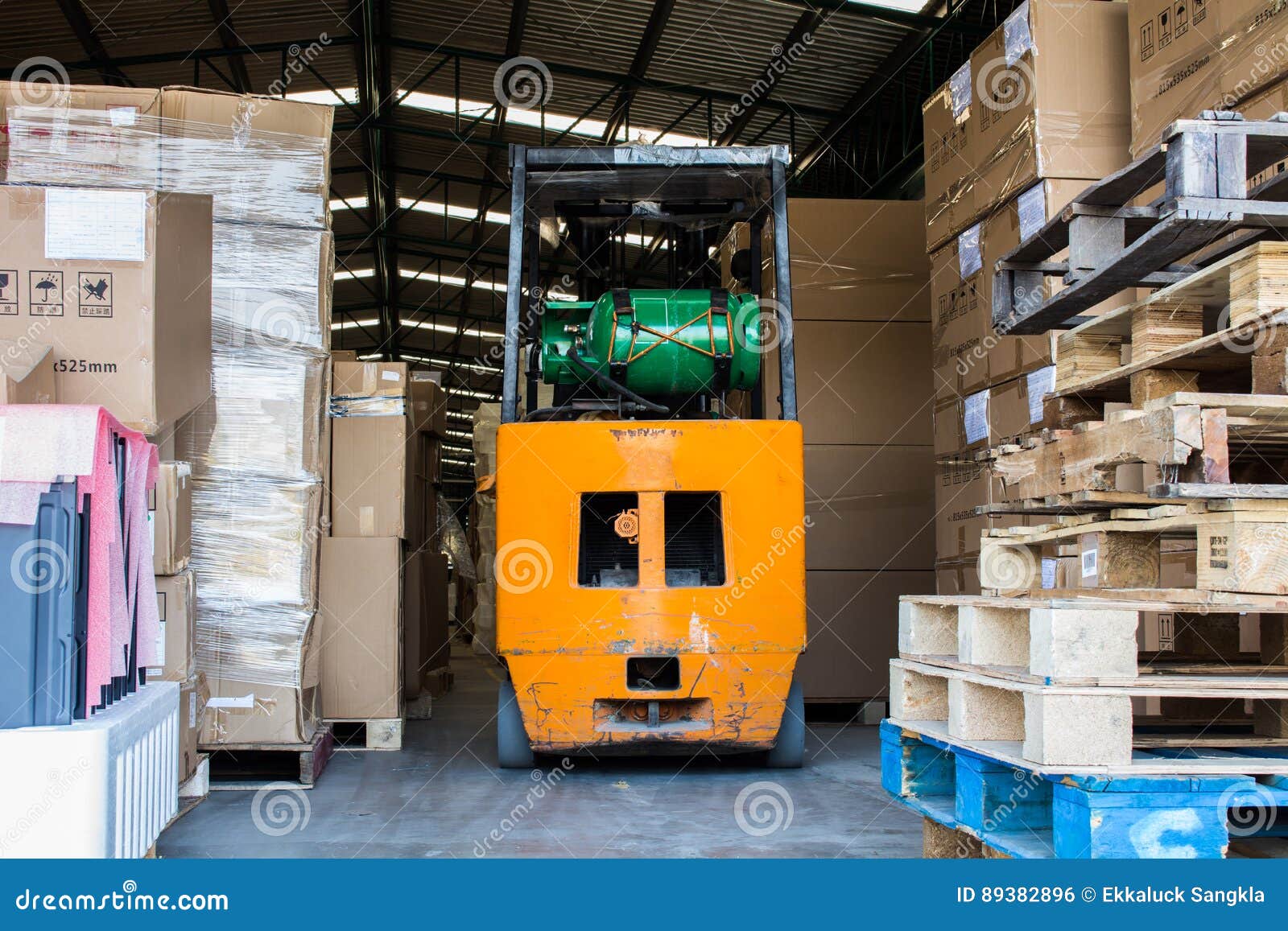 Forklift Used LPG Gas, Small Forklift in Warehouse Stock Photo Image