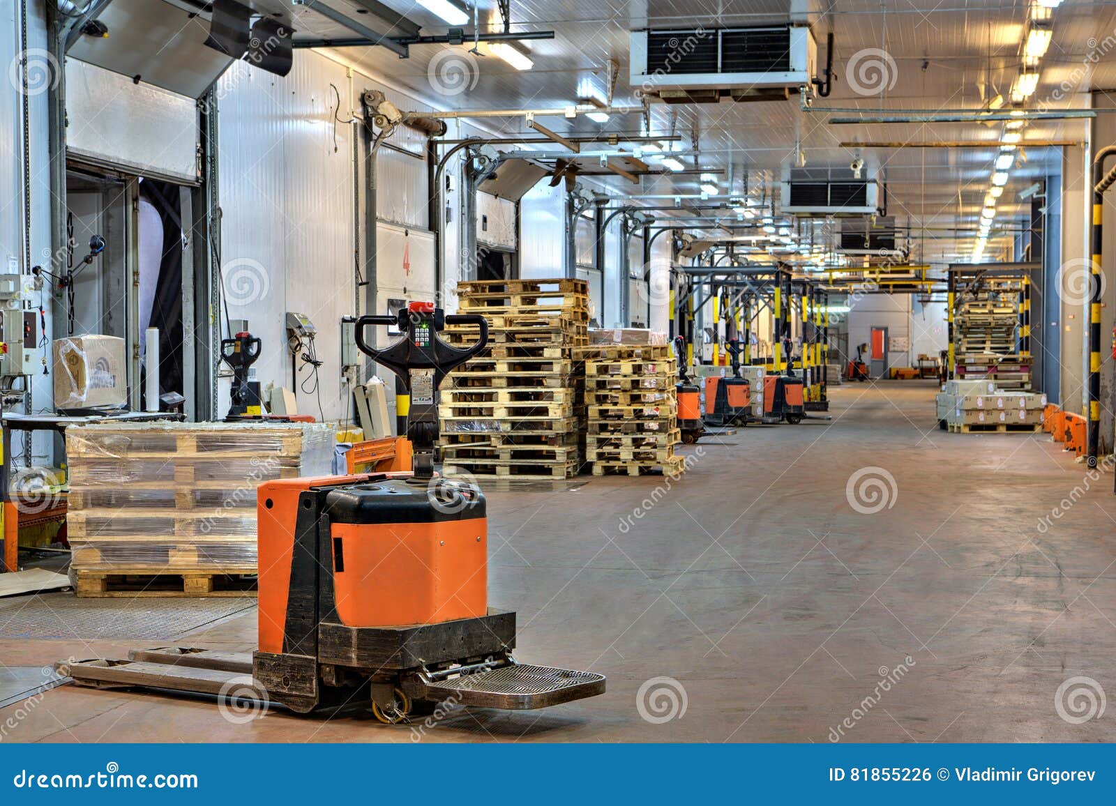 Forklifts Pallet Truck In Loading Dock Inside Cold Storage Wa Editorial Photo Image Of Repository Loader 81855226