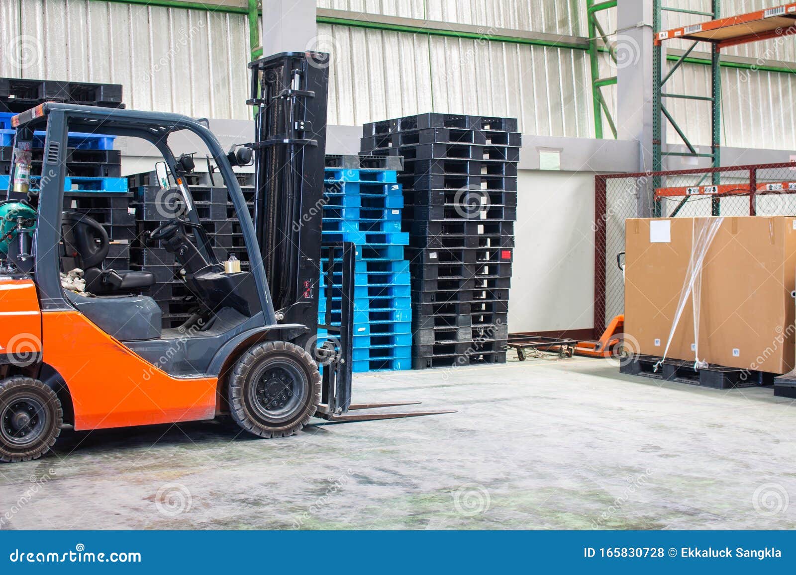 Forklifts With Plastic Palate Ready For Use Stock Photo Image Of Package Facility 165830728