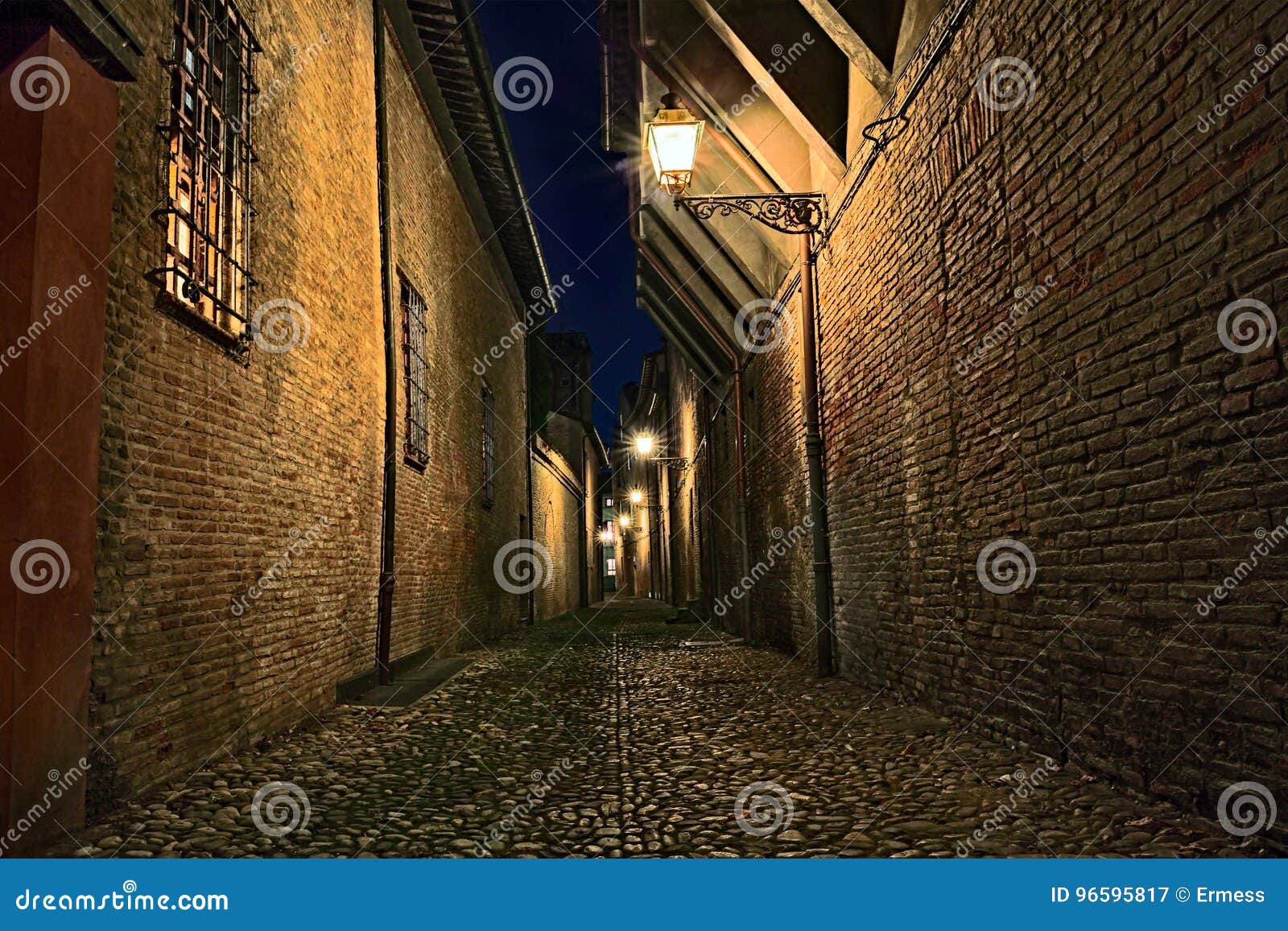 forli, emilia romagna, italy: dark alley in the old town