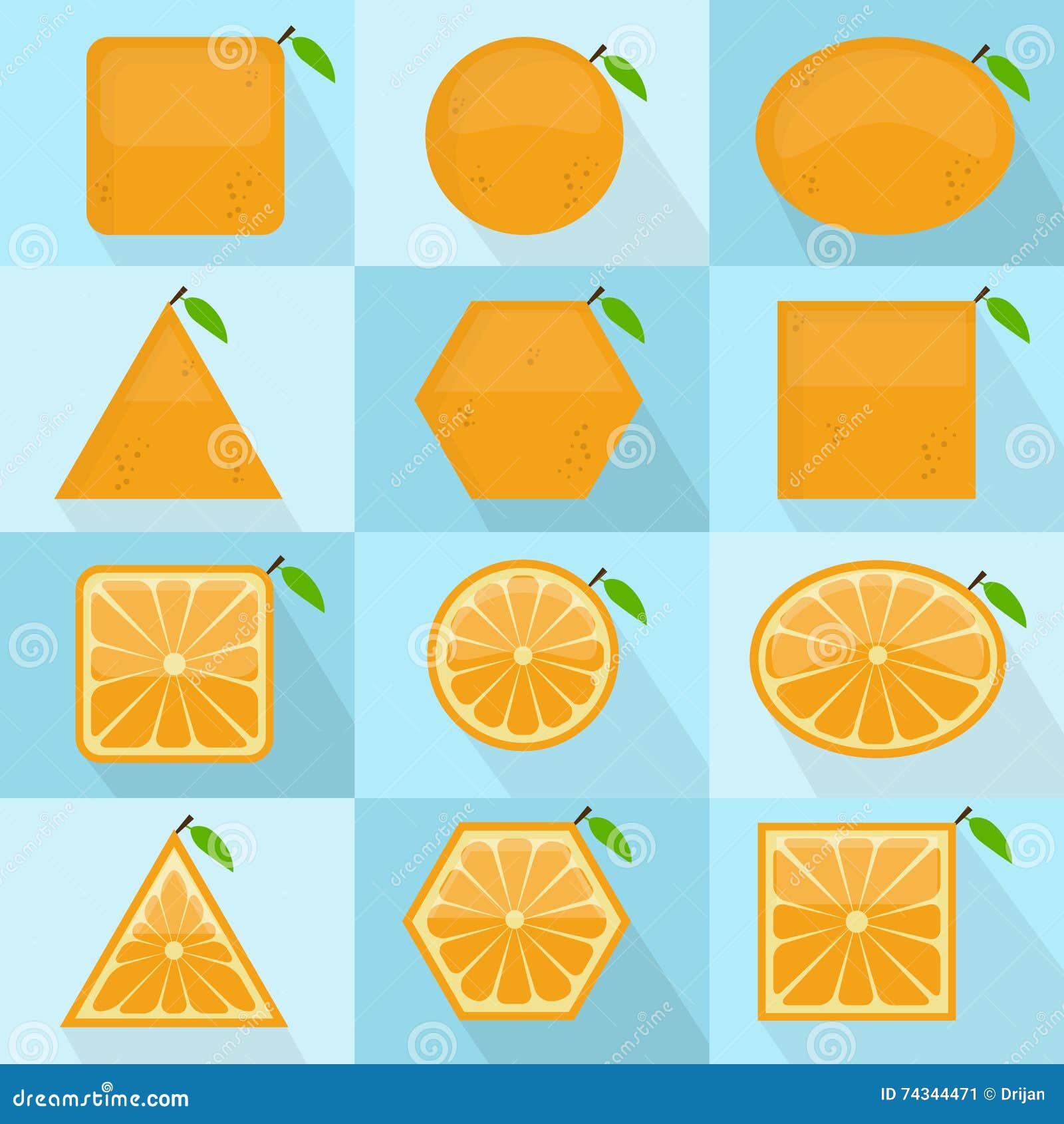 Forma Geometrica De La Fruta Anaranjada Ilustracion Del Vector