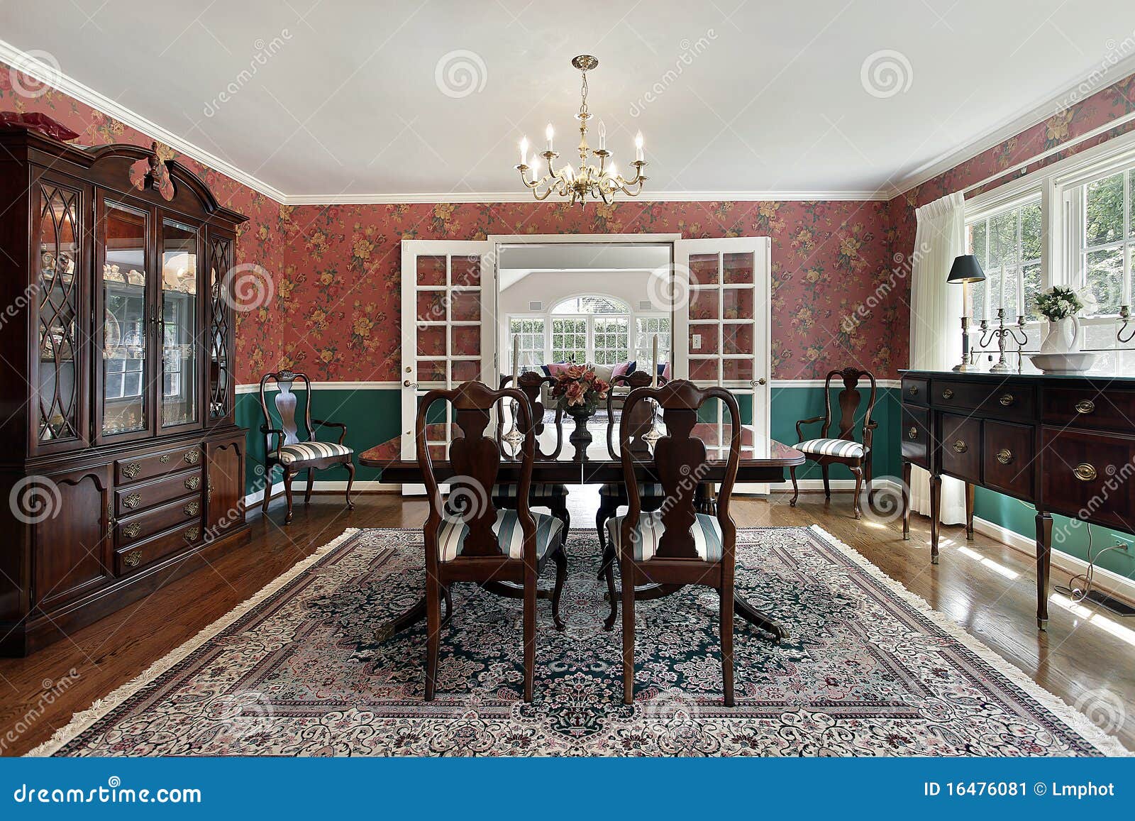 Formal Dining Room With French Doors Stock Image Image Of Chair