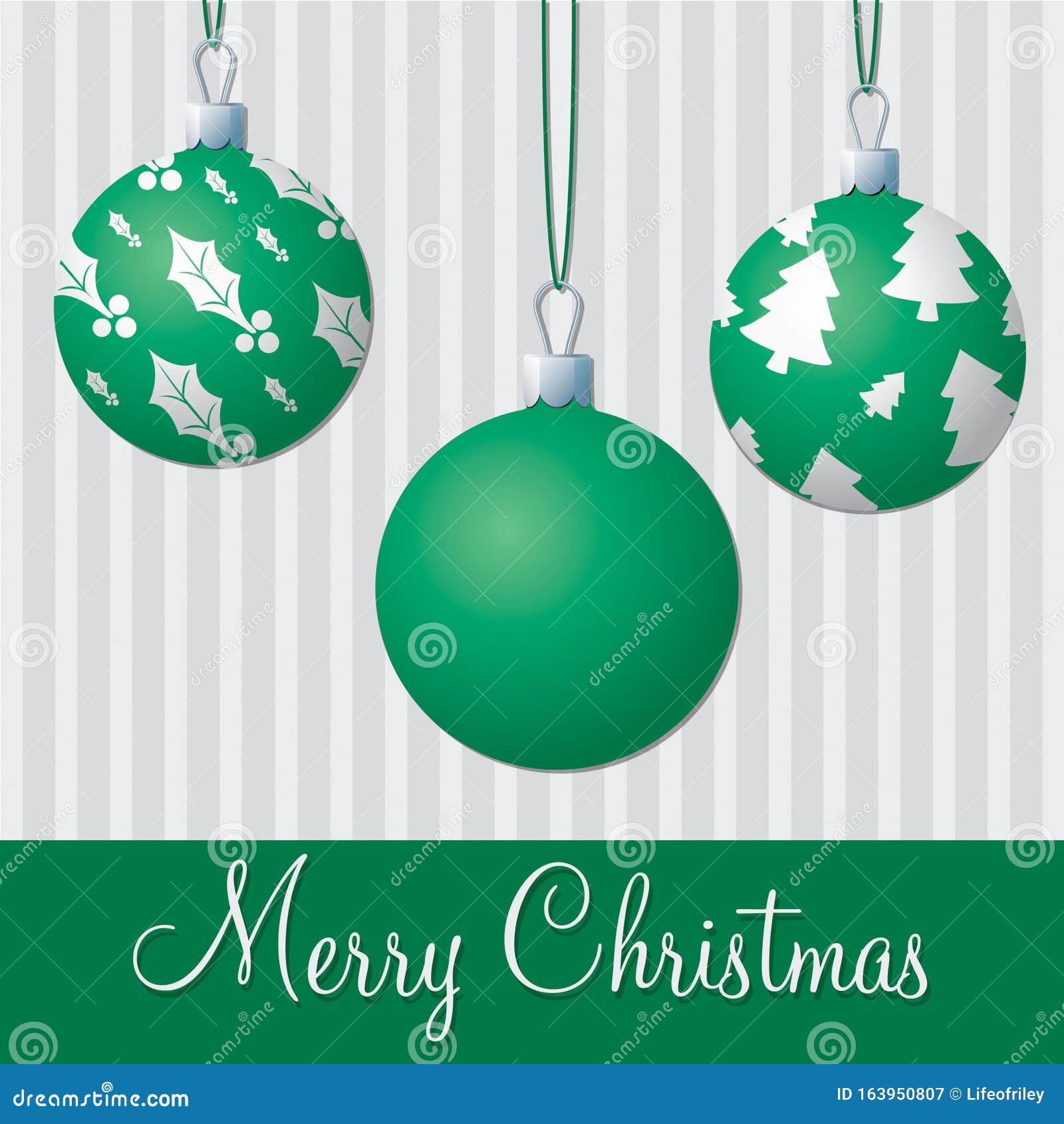 Formal Green and Silver Christmas Card Stock Vector Illustration of