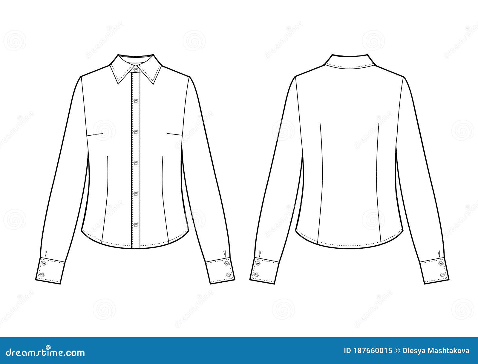 Womens Shirt Blouse Flat Sketch Fashion Stock Vector Royalty Free  2311001215  Shutterstock